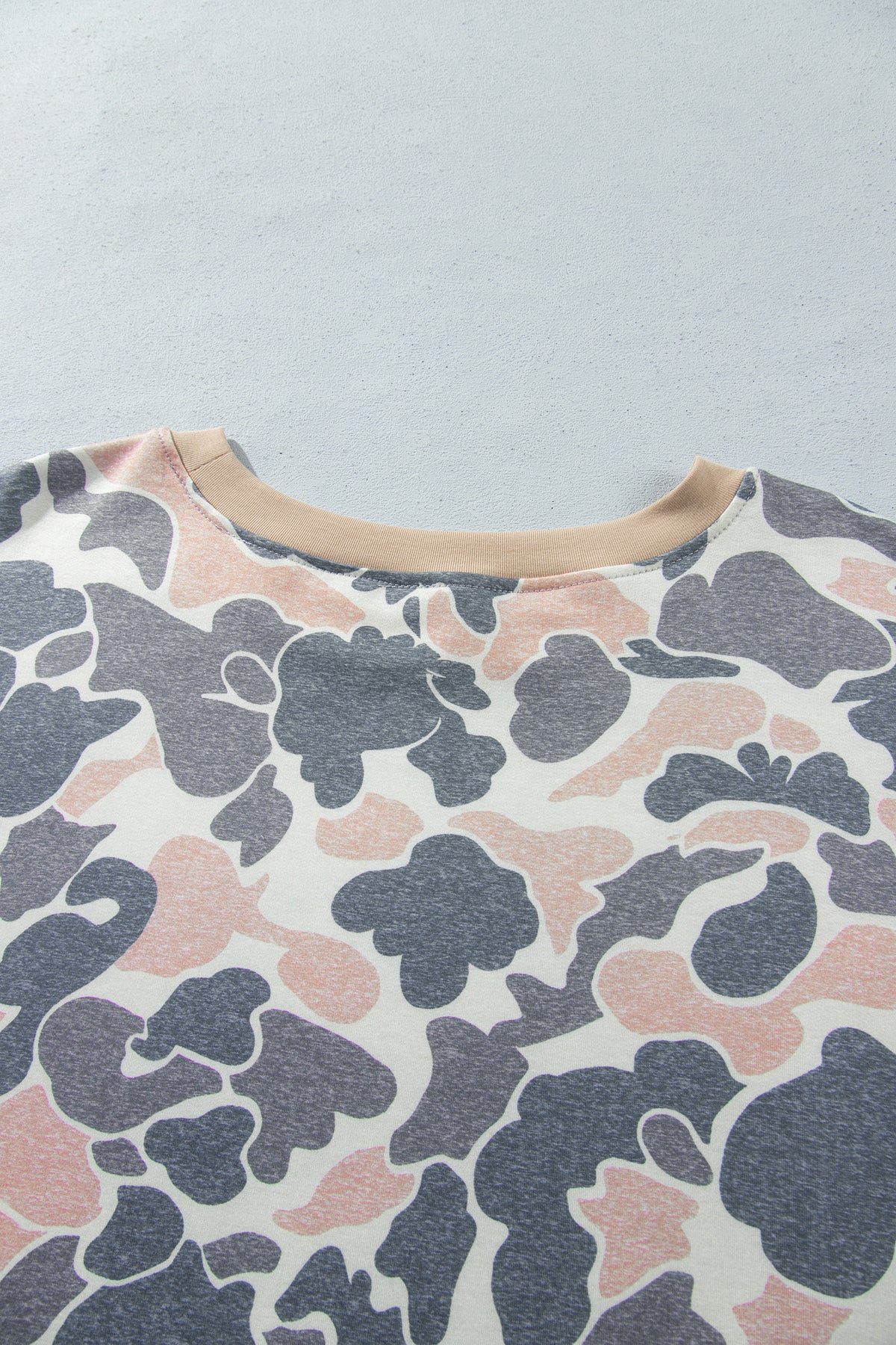 Multicolour Camouflage Print Round Neck Drop Shoulder Pullover Plus Size Shorts Set-Plus Size/Plus Size Loungewear-[Adult]-[Female]-2022 Online Blue Zone Planet