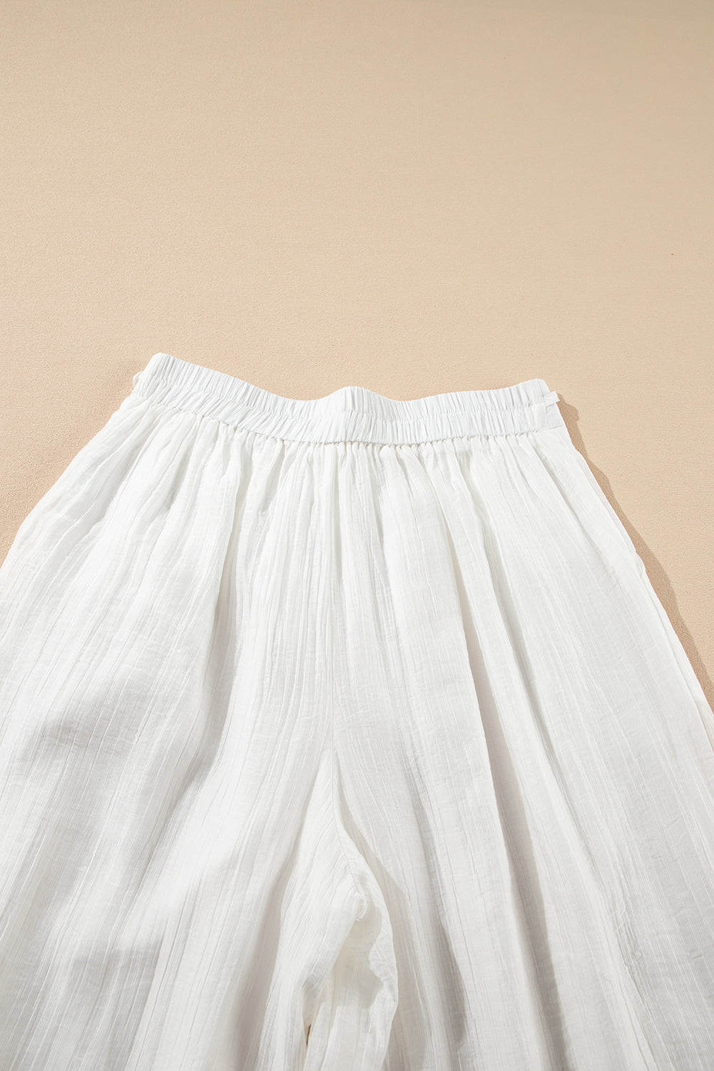 White Casual Tie Waist Pleated Wide Leg Pants-Bottoms/Pants & Culotte-[Adult]-[Female]-2022 Online Blue Zone Planet