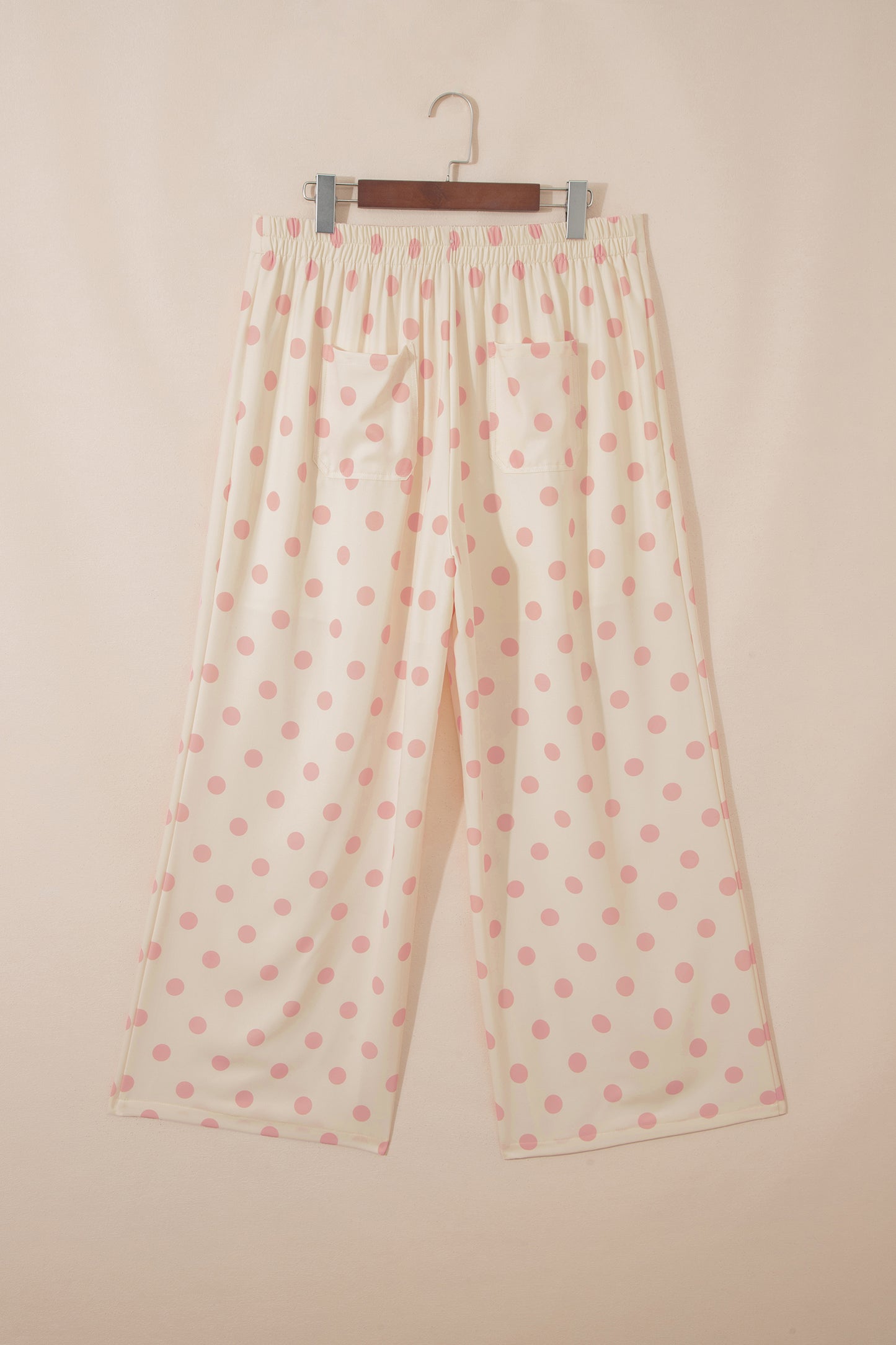 White Polka Dot Print Patched Pocket Loose Pants-Bottoms/Pants & Culotte-[Adult]-[Female]-2022 Online Blue Zone Planet
