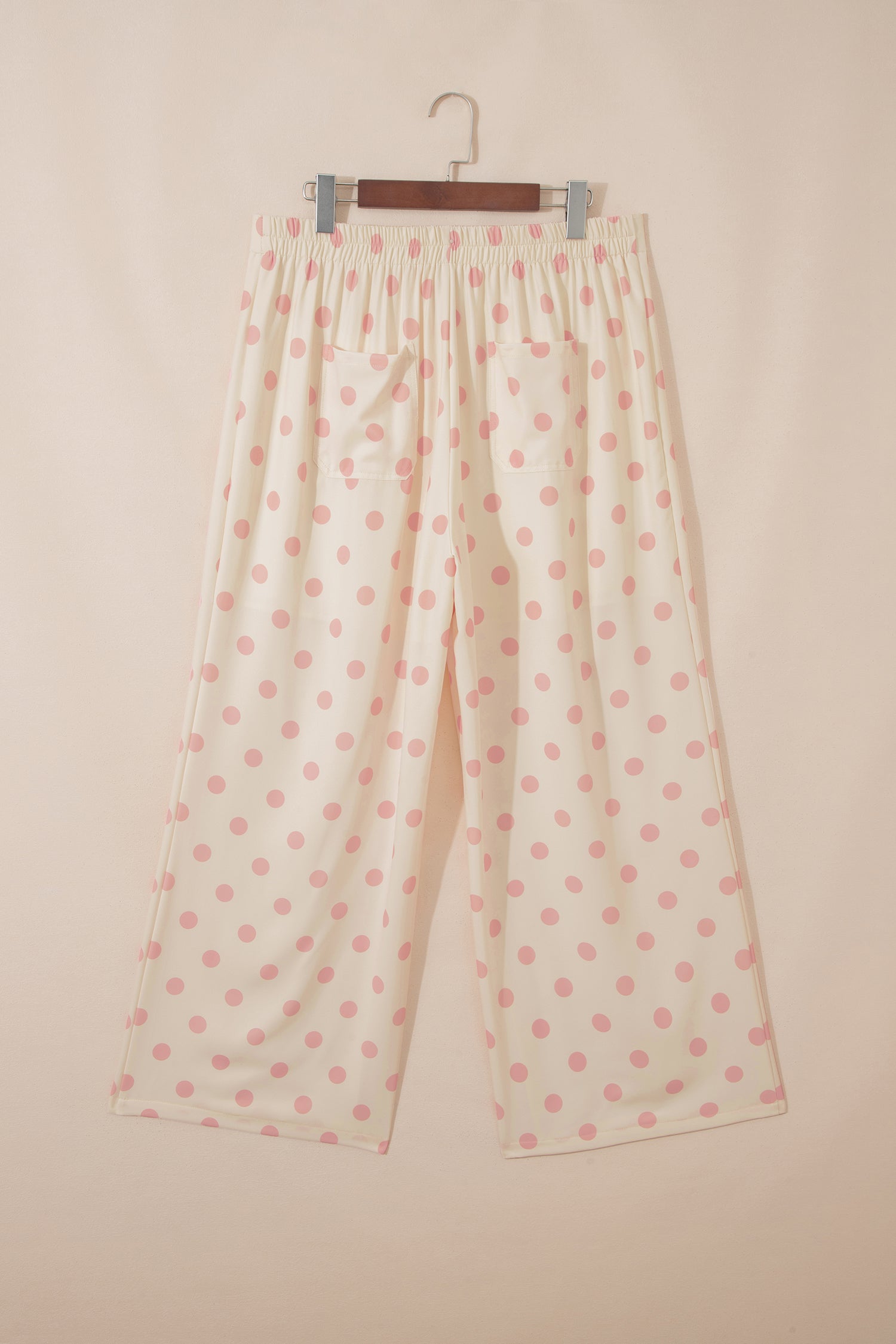 White Polka Dot Print Patched Pocket Loose Pants-Bottoms/Pants & Culotte-[Adult]-[Female]-2022 Online Blue Zone Planet