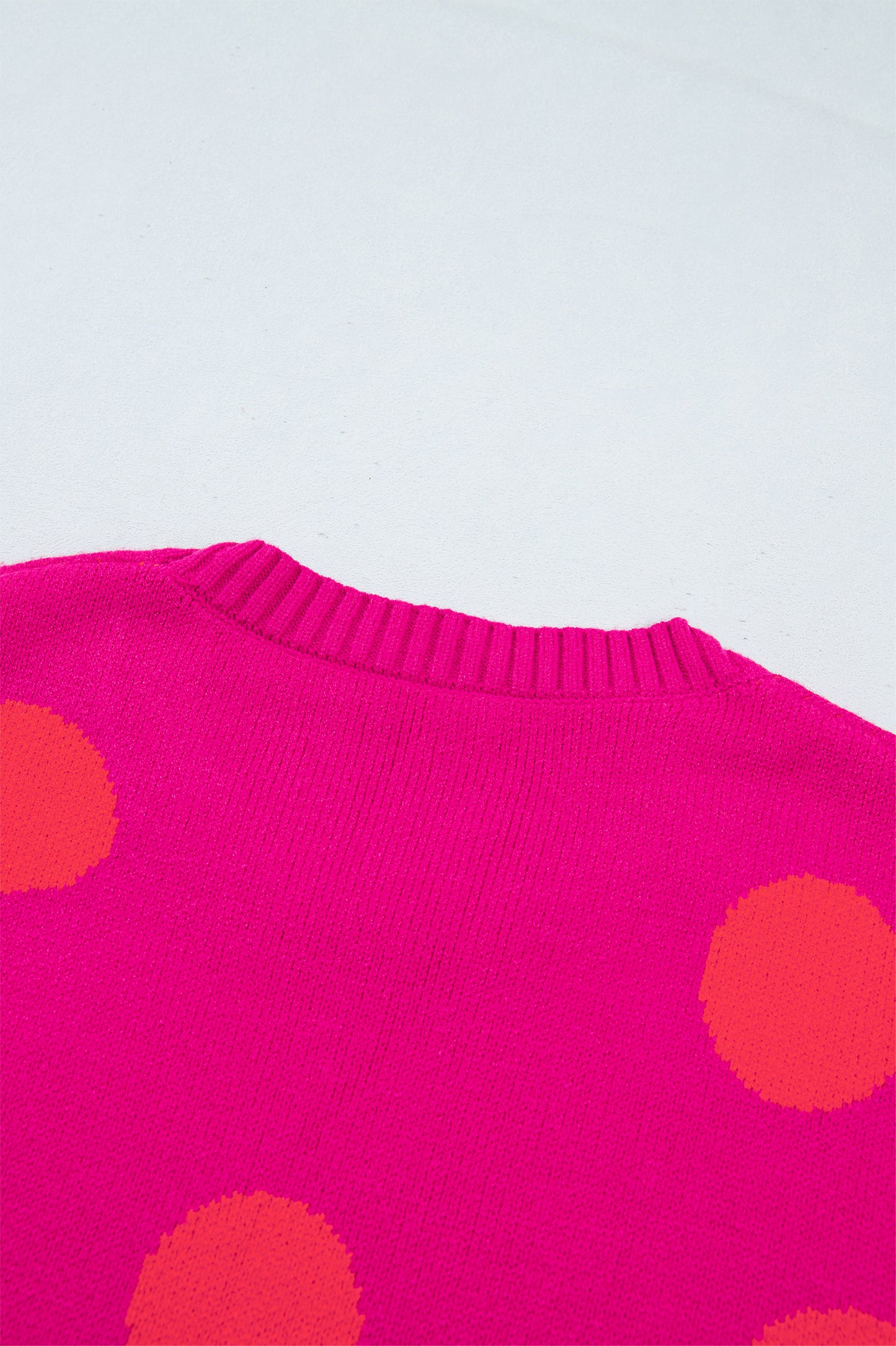 Strawberry Pink Playful Cozy Polka Dot Sweater-Sweaters & Cardigans/Sweaters-[Adult]-[Female]-2022 Online Blue Zone Planet