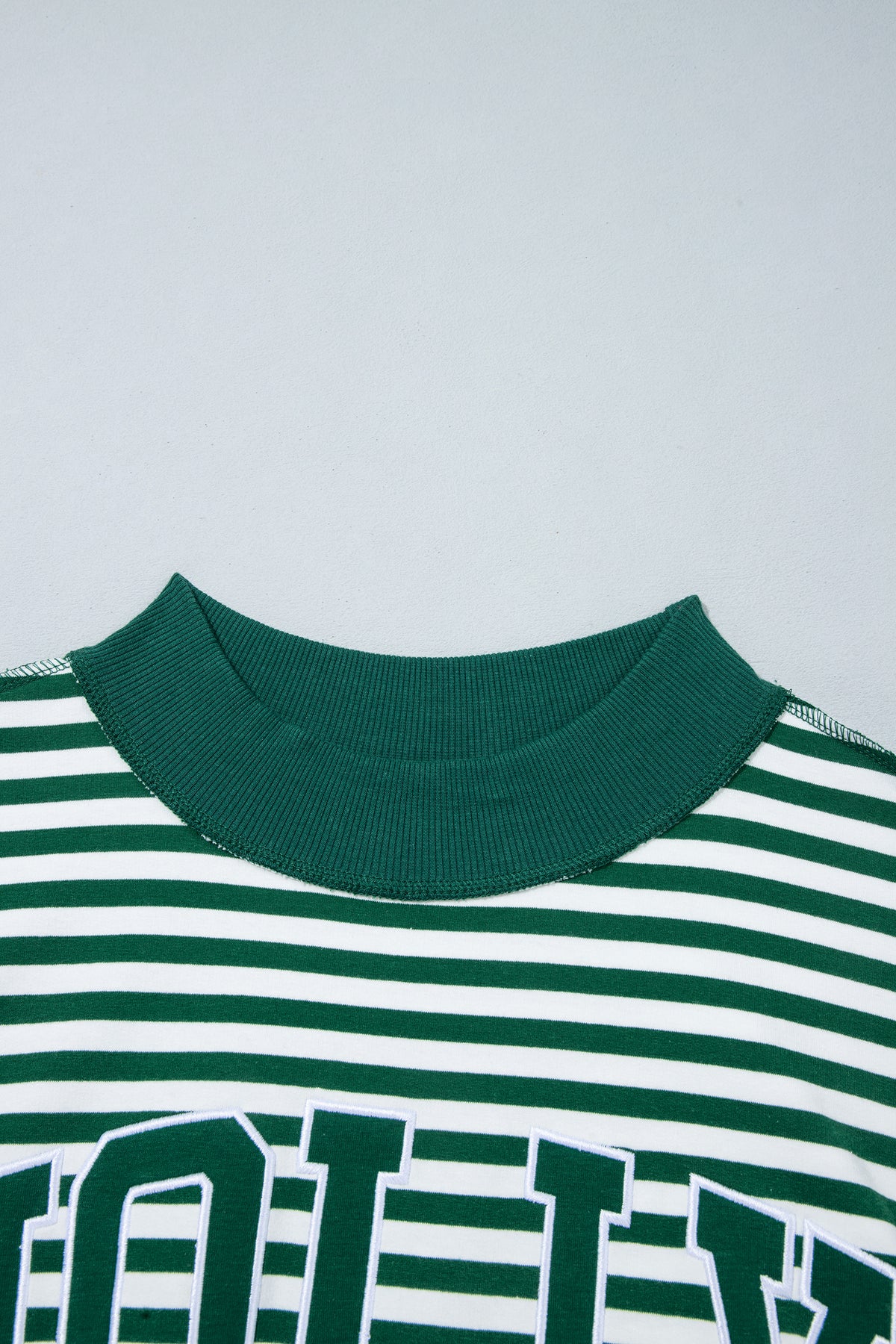 Red Stripe Christmas Slogan Embroidery Patched Mock Neck Oversized Sweatshirt-Tops/Sweatshirts & Hoodies-[Adult]-[Female]-2022 Online Blue Zone Planet