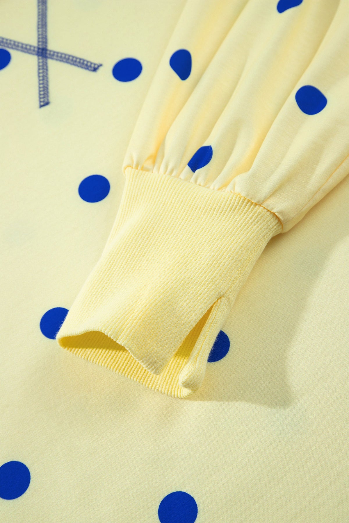 Yellow Polka Dot Loose Long Sleeve Split Hem Pullover Top