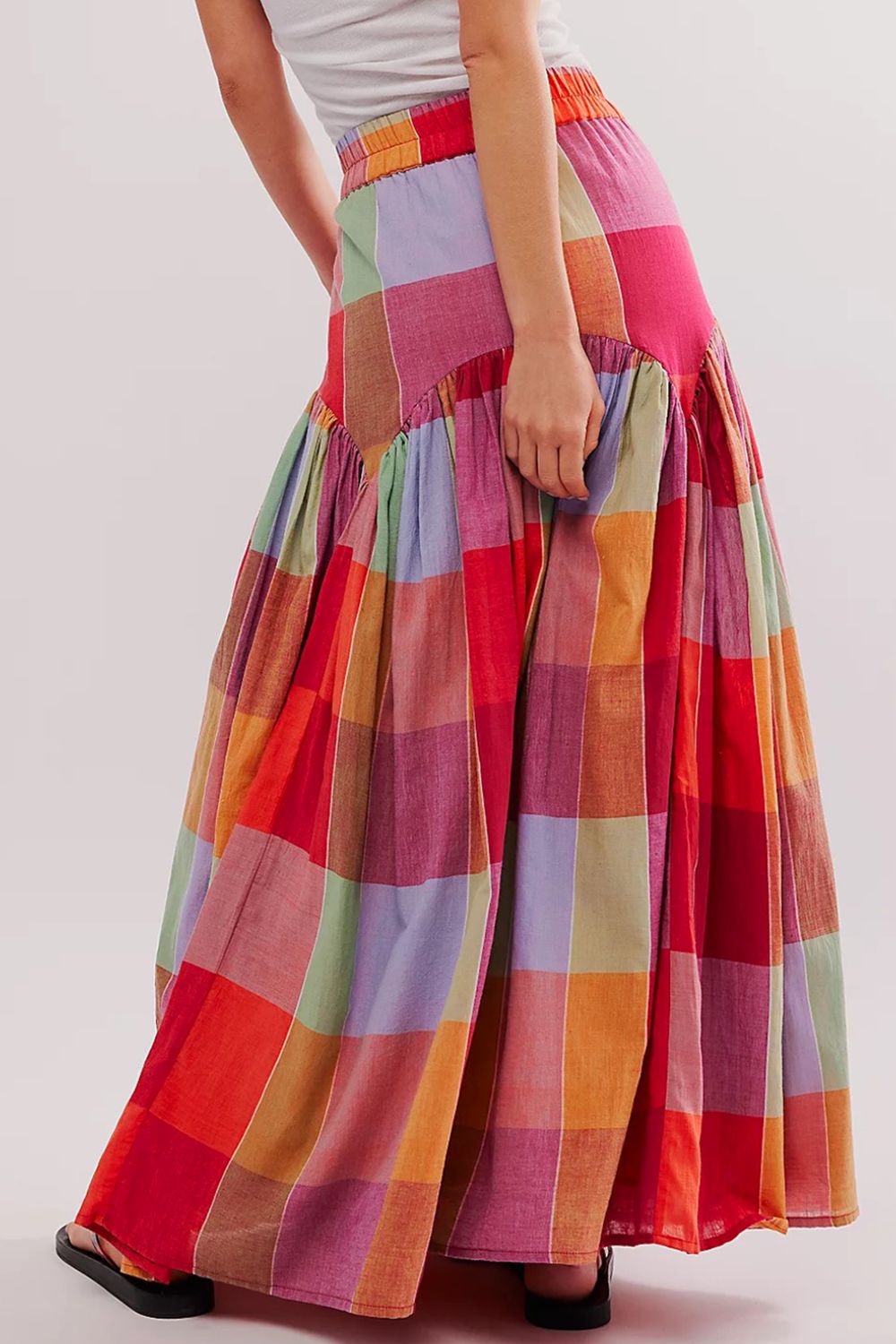 Color Block Elastic Waist Maxi Skirt-BOTTOMS SIZES SMALL MEDIUM LARGE-[Adult]-[Female]-2022 Online Blue Zone Planet