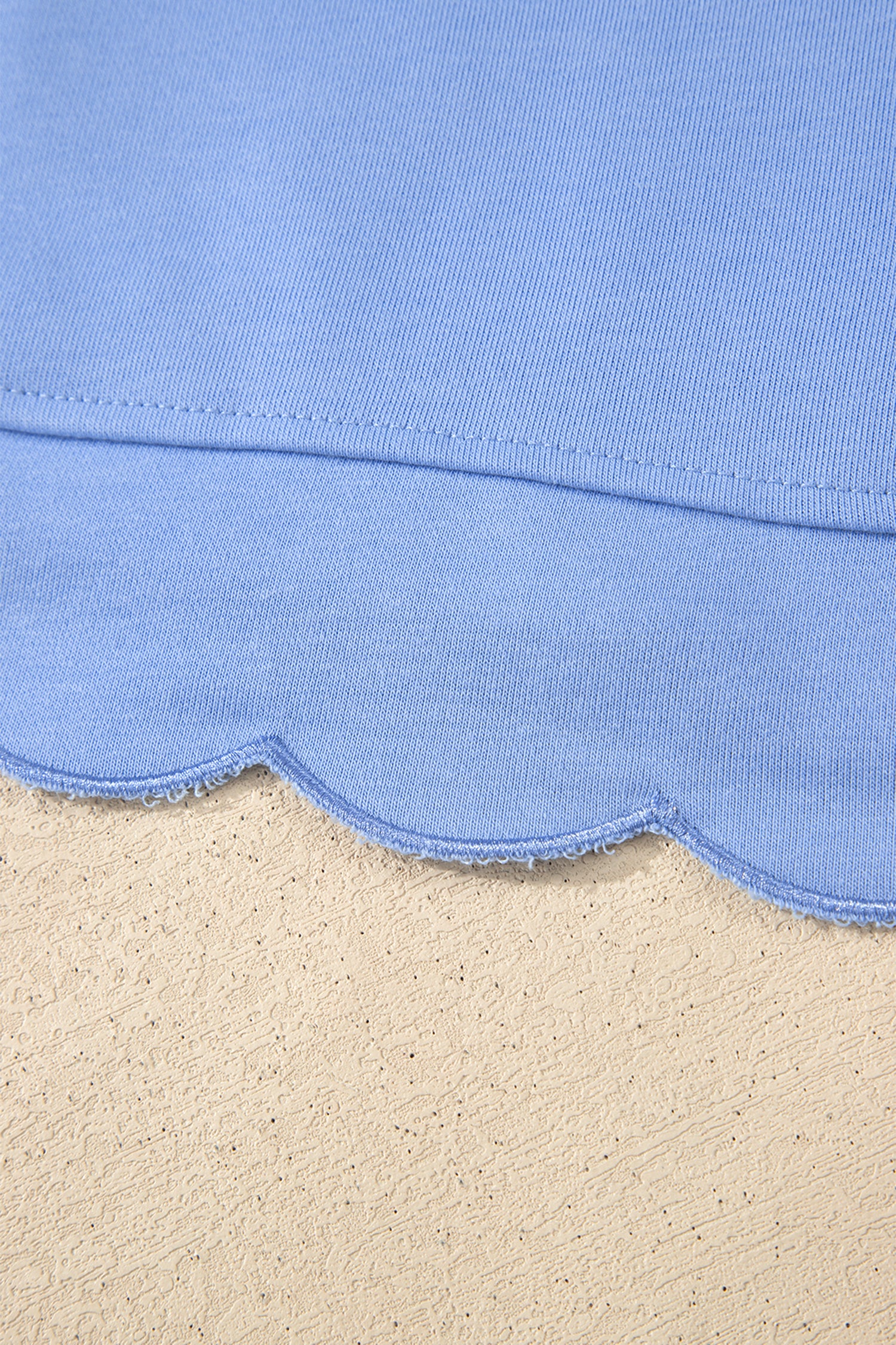 Beau Blue Plus Size Solid Scalloped Hem Button Neck Pullover Mini Dress-TOPS / DRESSES-[Adult]-[Female]-2022 Online Blue Zone Planet
