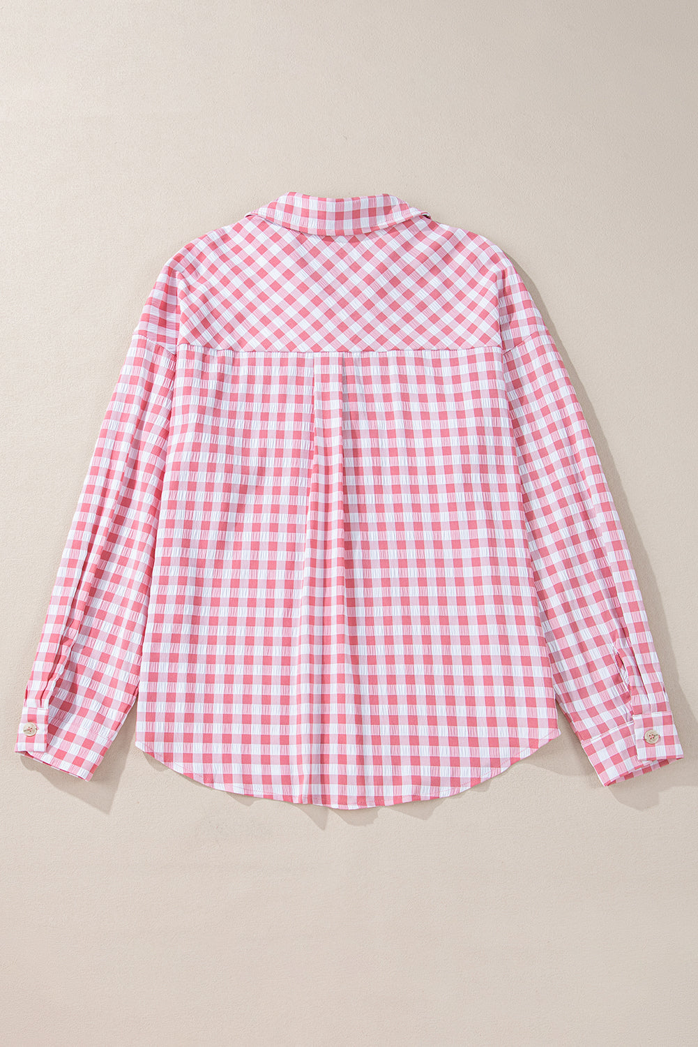 Blue Zone Planet | Plaid Collared Neck Long Sleeve Shirt-TOPS / DRESSES-[Adult]-[Female]-2022 Online Blue Zone Planet