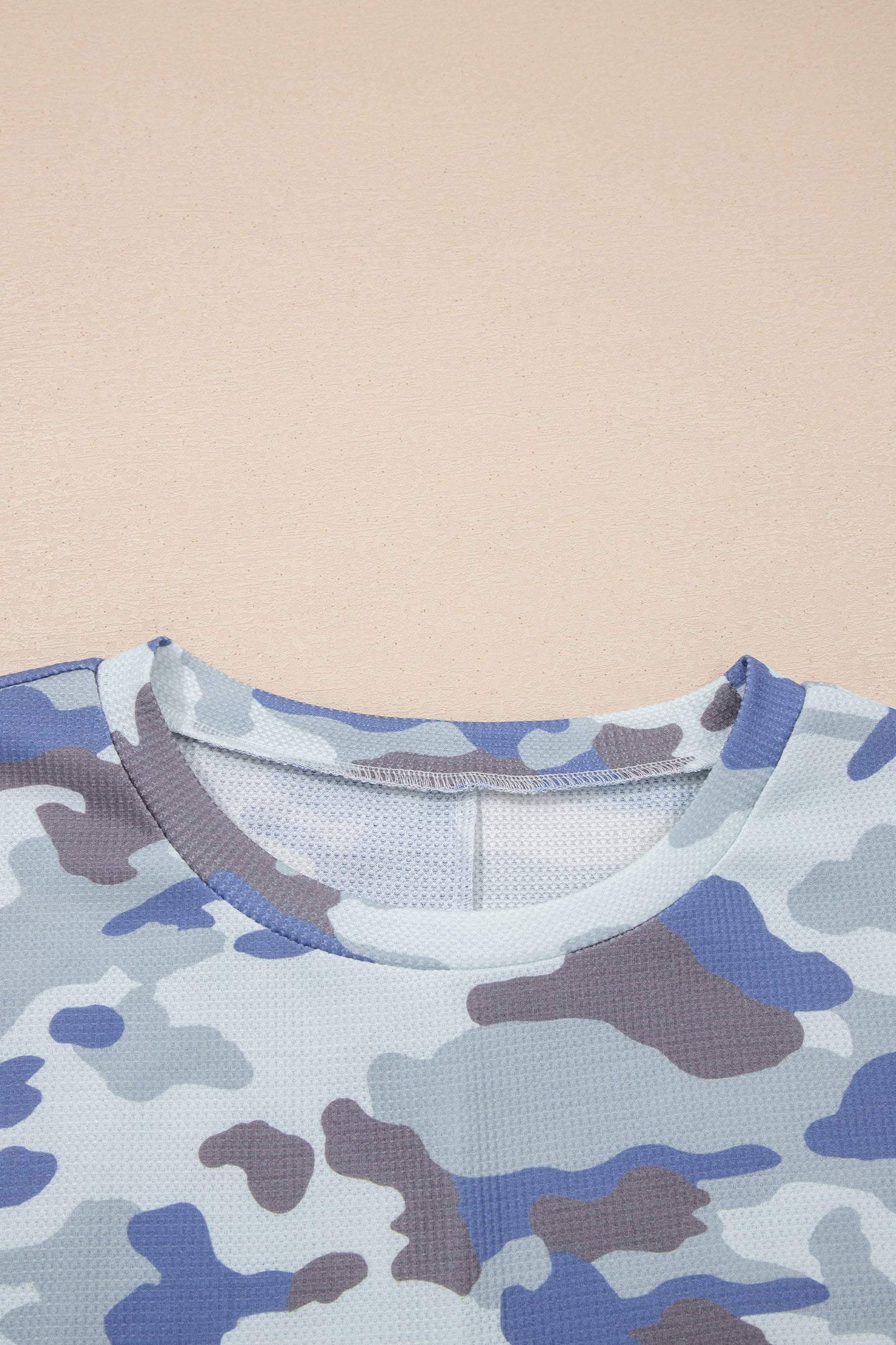 Gray Plus Size Camouflage Print Textured Casual Tee-Plus Size/Plus Size Tops/Plus Size Tops & Tees-[Adult]-[Female]-2022 Online Blue Zone Planet