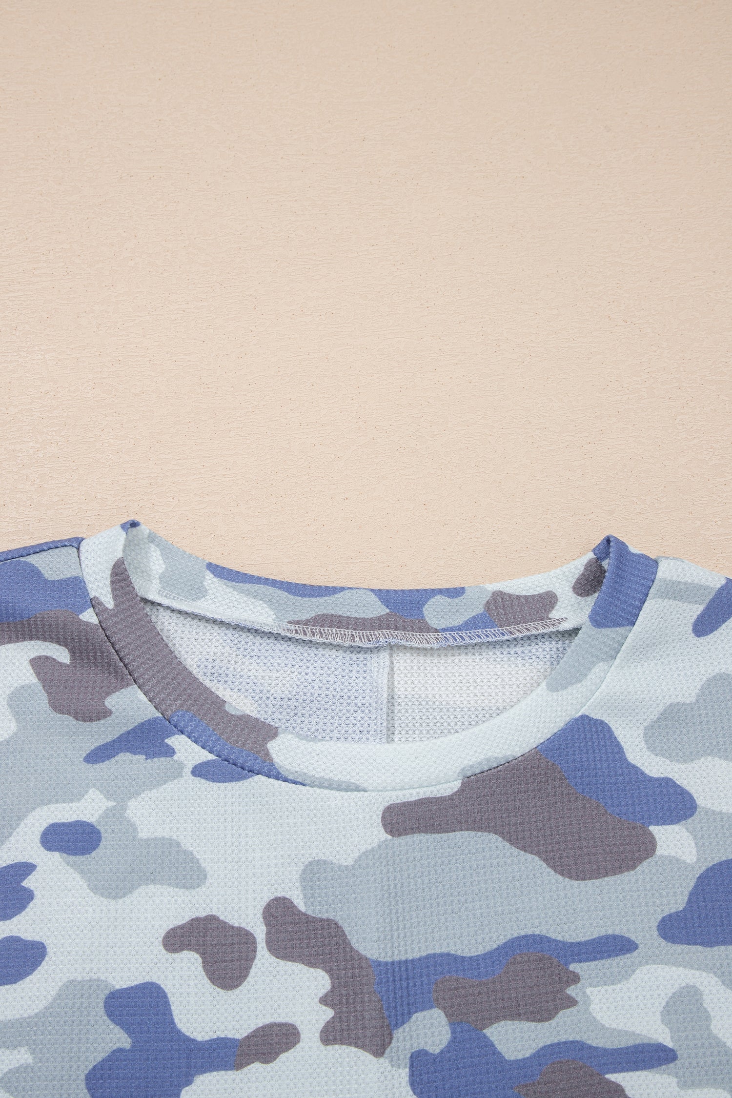 Gray Plus Size Camouflage Print Textured Casual Tee-Plus Size/Plus Size Tops/Plus Size Tops & Tees-[Adult]-[Female]-2022 Online Blue Zone Planet