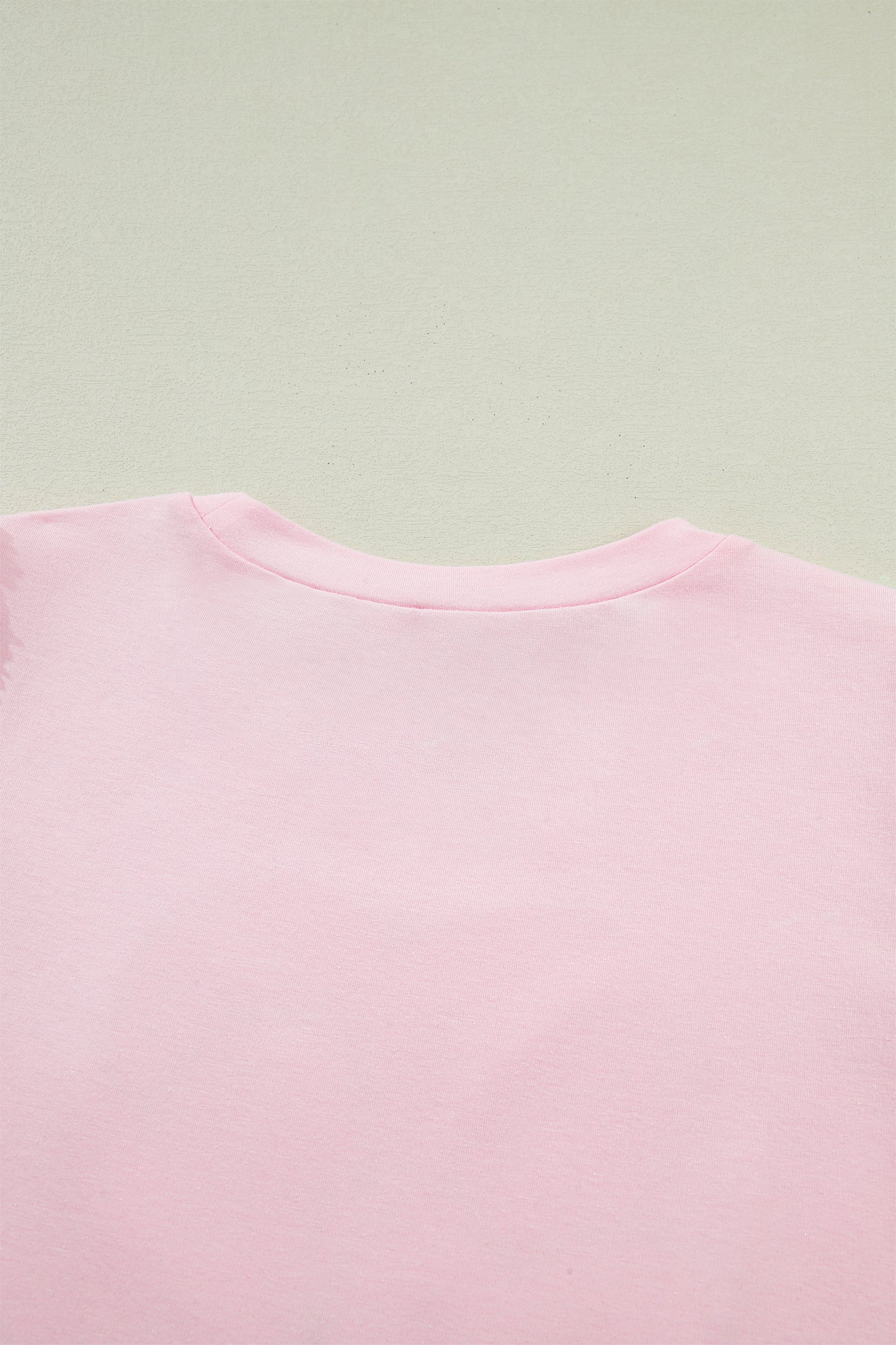Light Pink Three Sweet Hearts Printed Sequin Trim Contrast Sleeve Patchwork Tee-Tops/Tops & Tees-[Adult]-[Female]-2022 Online Blue Zone Planet