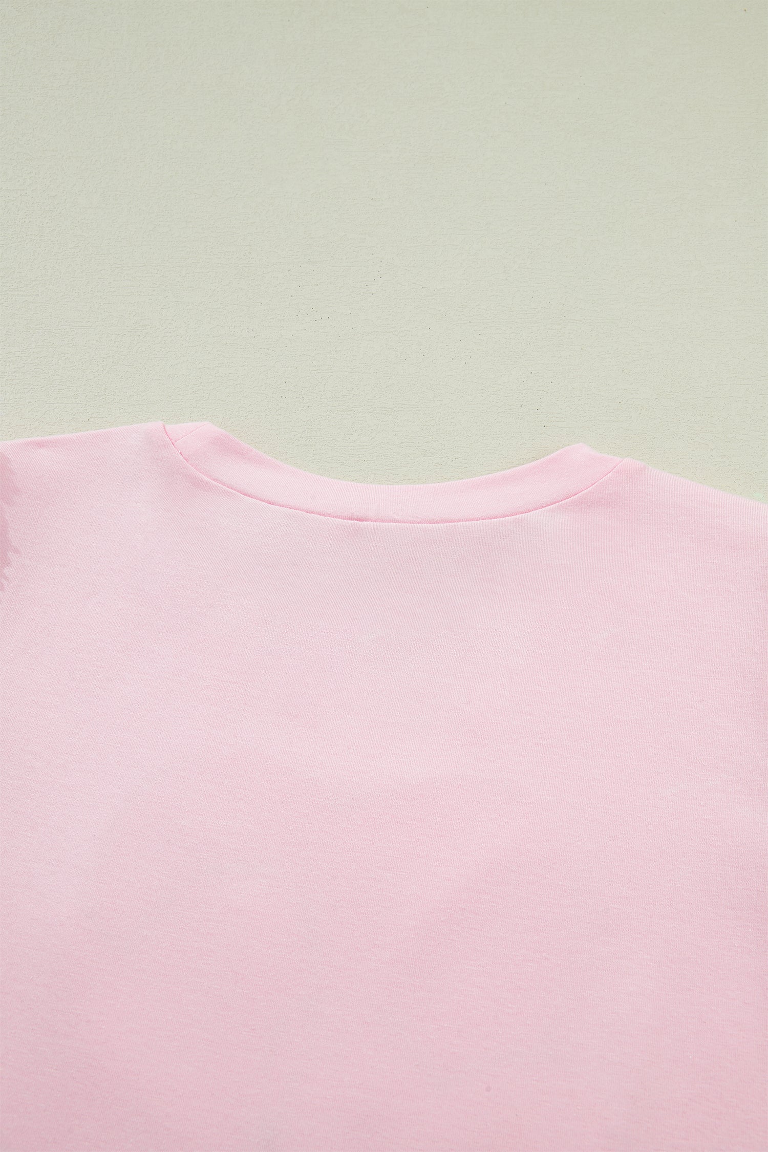 Light Pink Three Sweet Hearts Printed Sequin Trim Contrast Sleeve Patchwork Tee-Tops/Tops & Tees-[Adult]-[Female]-2022 Online Blue Zone Planet