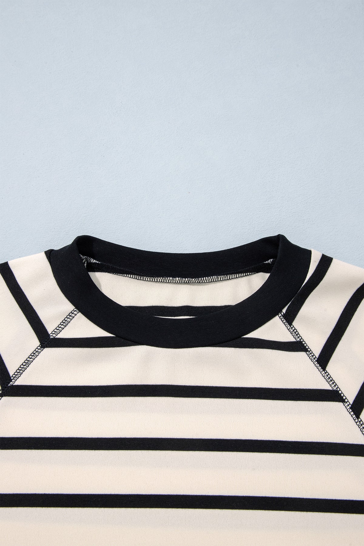 Beige Stripe Relaxed Long Sleeve Top Color Block Detail Drawstring Pant Set-Two Piece Sets/Pant Sets-[Adult]-[Female]-2022 Online Blue Zone Planet