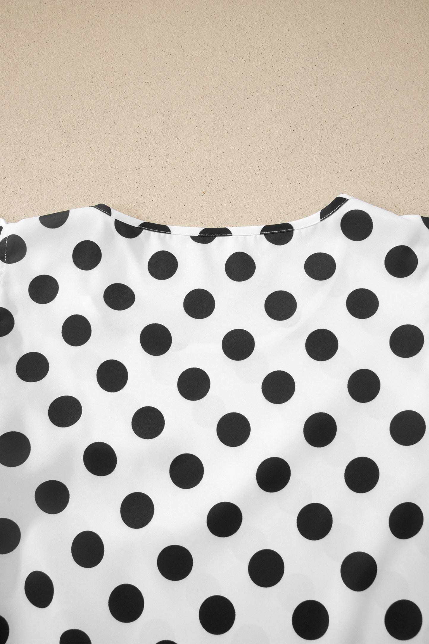 White Polka Dot Print Ruffled Short Sleeve Blouse-Tops/Blouses & Shirts-[Adult]-[Female]-2022 Online Blue Zone Planet