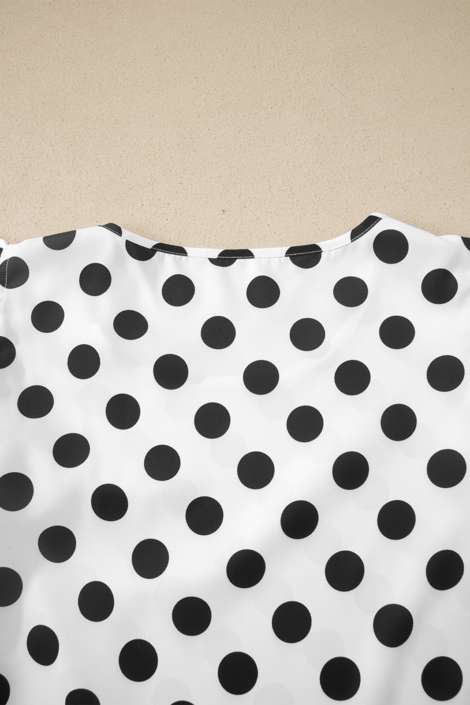 White Polka Dot Print Ruffled Short Sleeve Blouse-Tops/Blouses & Shirts-[Adult]-[Female]-2022 Online Blue Zone Planet