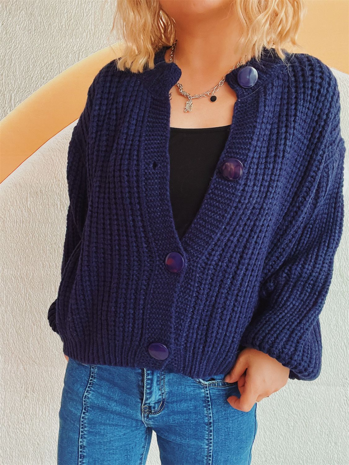 Button Up Long Sleeve Cardigan-TOPS / DRESSES-[Adult]-[Female]-2022 Online Blue Zone Planet