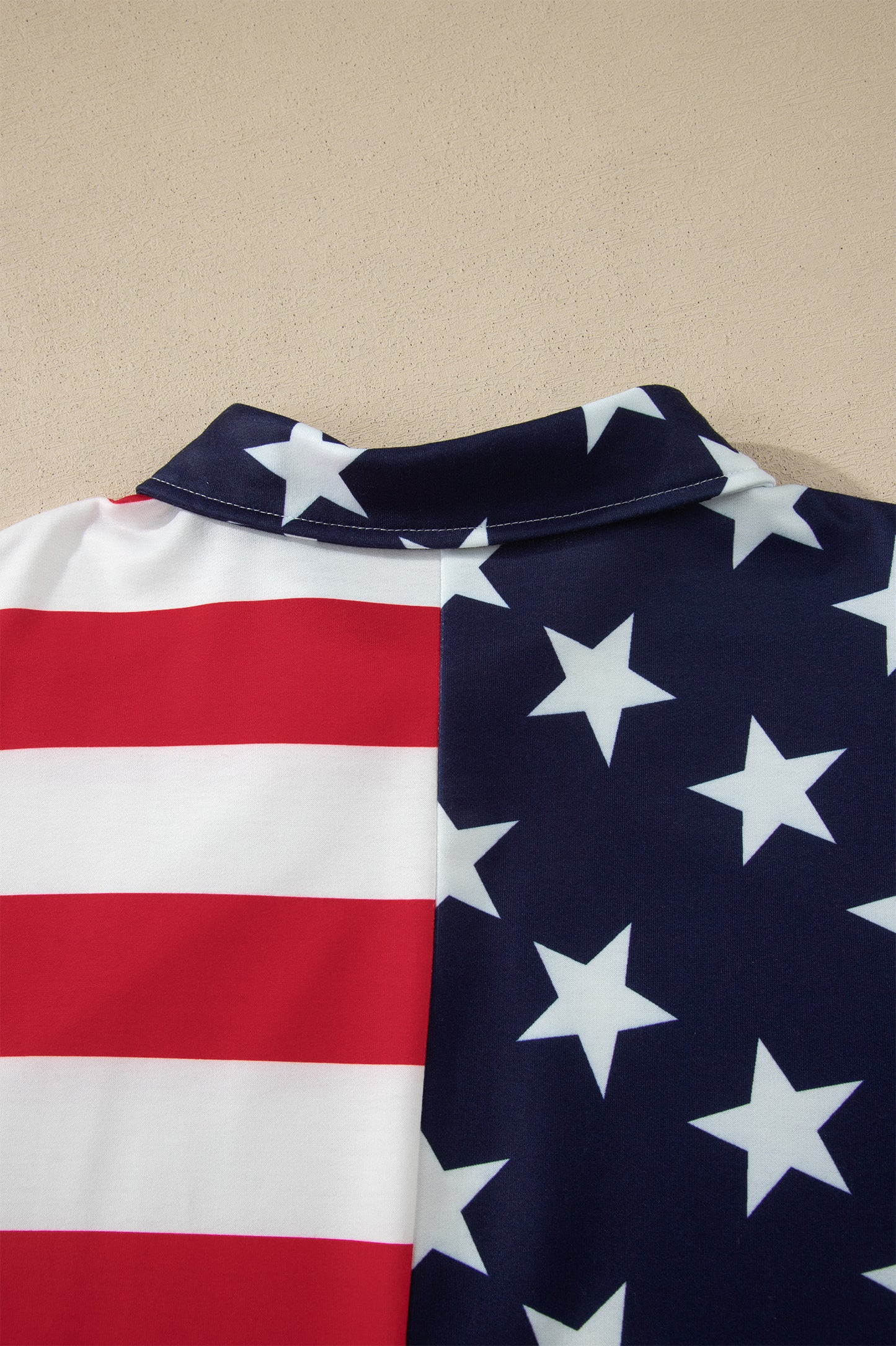 Multicolour Stars Stripes American Flag Zipped Collar Oversized Sweatshirt-Tops/Sweatshirts & Hoodies-[Adult]-[Female]-2022 Online Blue Zone Planet