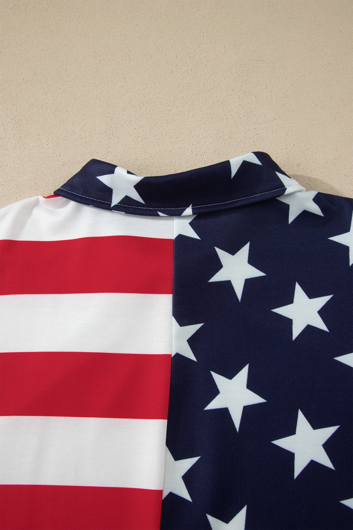 Multicolour Stars Stripes American Flag Zipped Collar Oversized Sweatshirt-Tops/Sweatshirts & Hoodies-[Adult]-[Female]-2022 Online Blue Zone Planet
