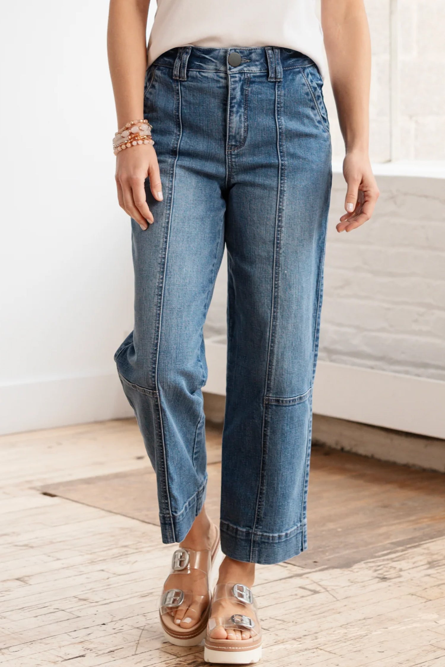 Sail Blue Exposed Stitching Straight Jeans-Bottoms/Jeans-[Adult]-[Female]-2022 Online Blue Zone Planet