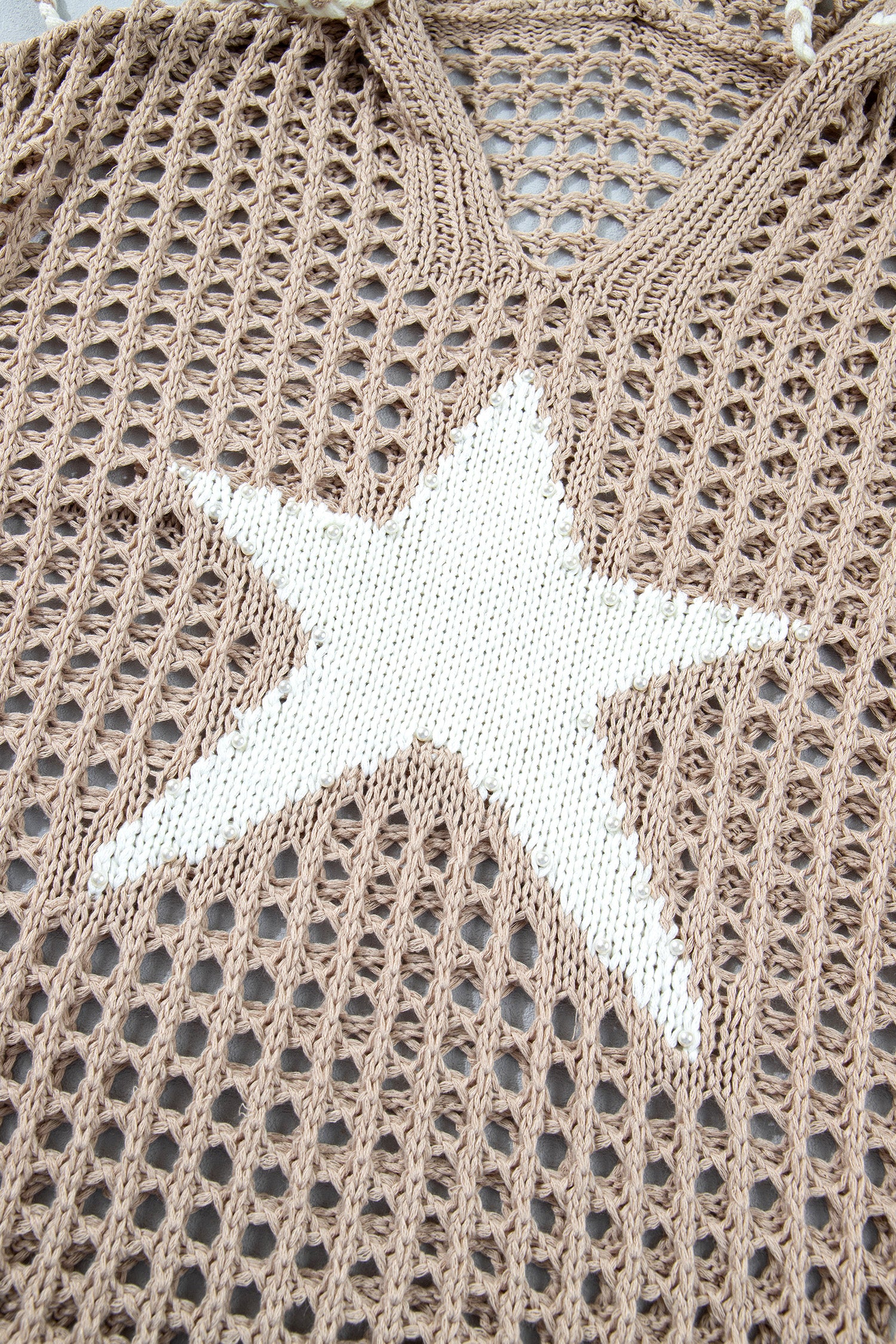 Sage Green Star Pattern Crochet Hooded Drawstring Sweater-TOPS / DRESSES-[Adult]-[Female]-2022 Online Blue Zone Planet