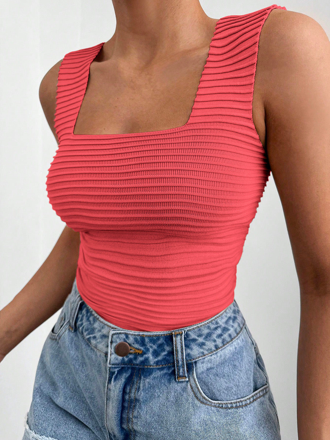 Square Neck Wide Strap Tank-TOPS / DRESSES-[Adult]-[Female]-2022 Online Blue Zone Planet