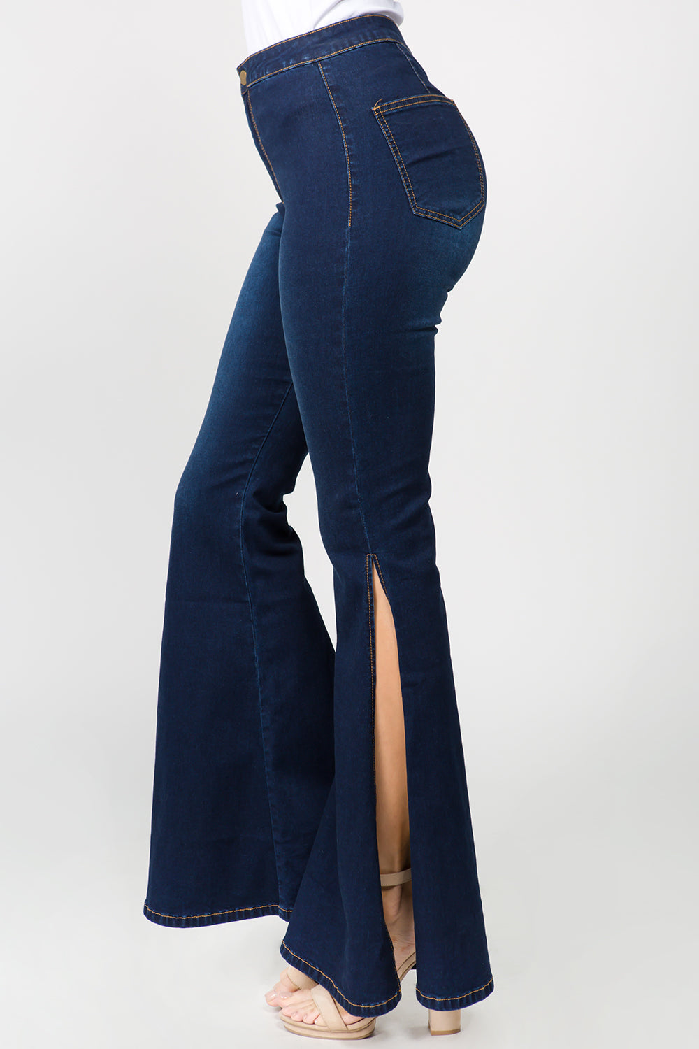 Blue Zone Planet | American Bazi Side Slit Flare Jeans-TOPS / DRESSES-[Adult]-[Female]-2022 Online Blue Zone Planet