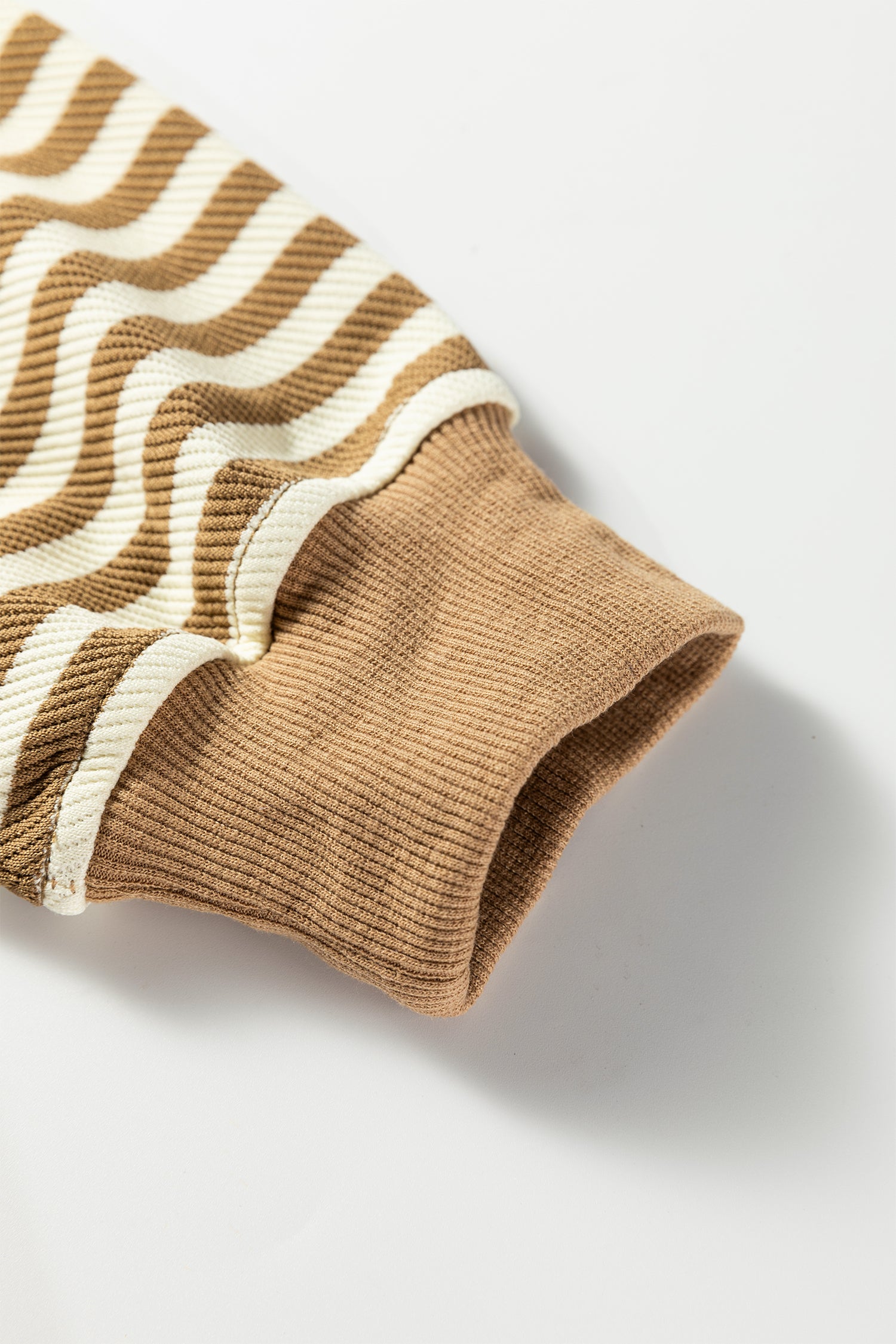 Brown Stripe Textured Drop Shoulder Pullover Top Drawstring Mini Skirt Two Piece Dress Set-TOPS / DRESSES-[Adult]-[Female]-2022 Online Blue Zone Planet