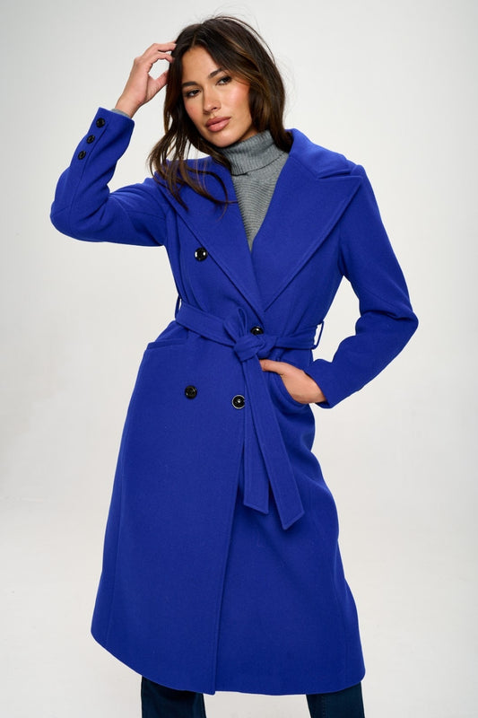 Coalition LA Double-Breasted Longline Coat with Belt-TOPS / DRESSES-[Adult]-[Female]-Royal Blue-S-2022 Online Blue Zone Planet