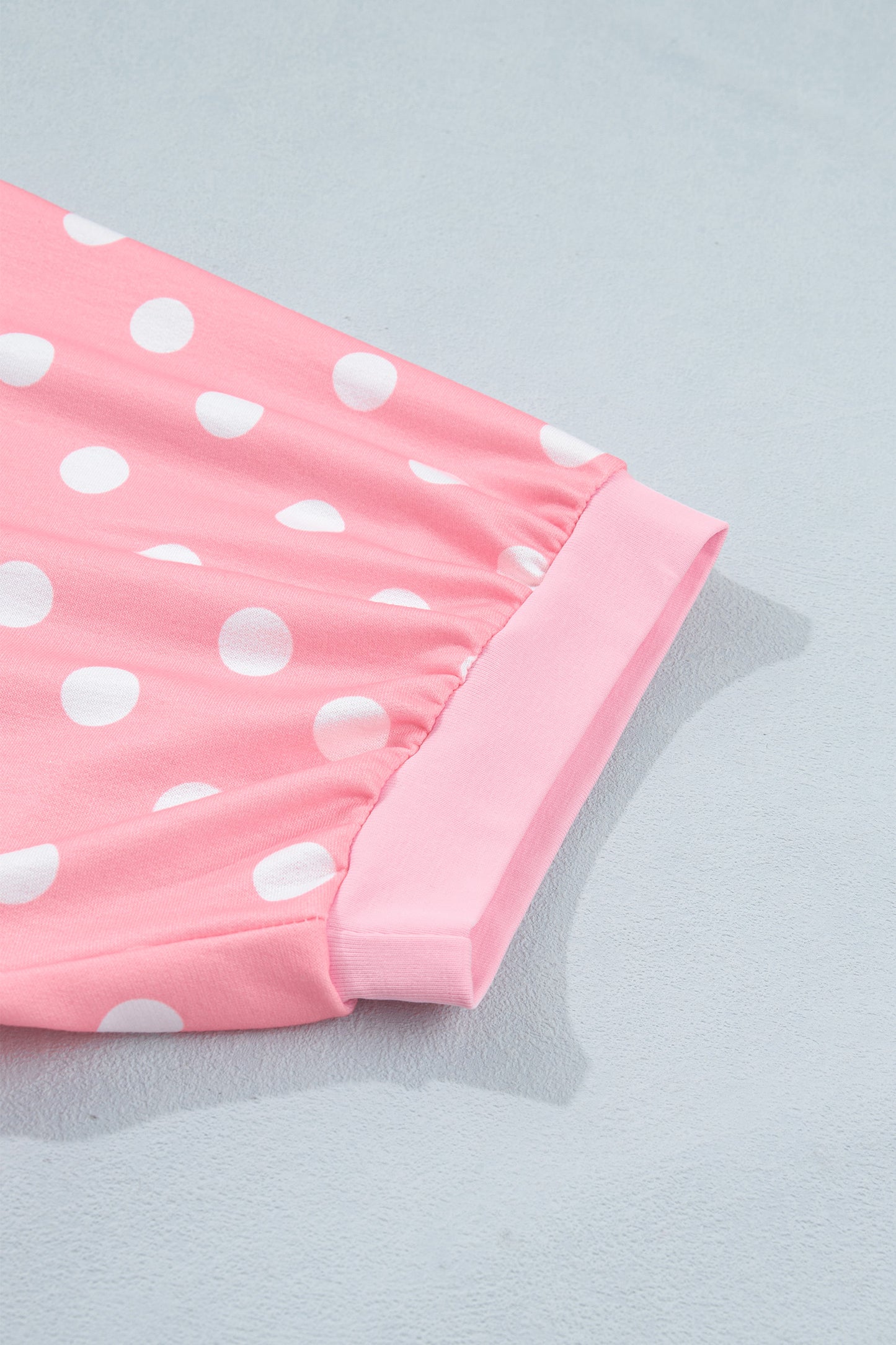 Sky Blue Polka Dot Oversized Top Drawstring Short Set-Two Piece Sets/Short Sets-[Adult]-[Female]-2022 Online Blue Zone Planet
