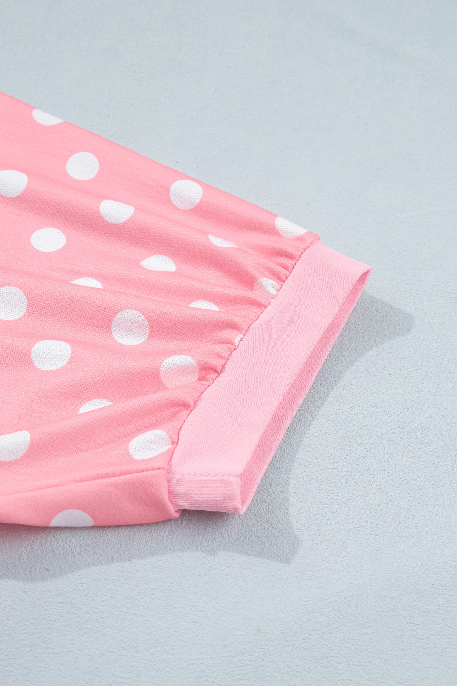 Sky Blue Polka Dot Oversized Top Drawstring Short Set-Two Piece Sets/Short Sets-[Adult]-[Female]-2022 Online Blue Zone Planet