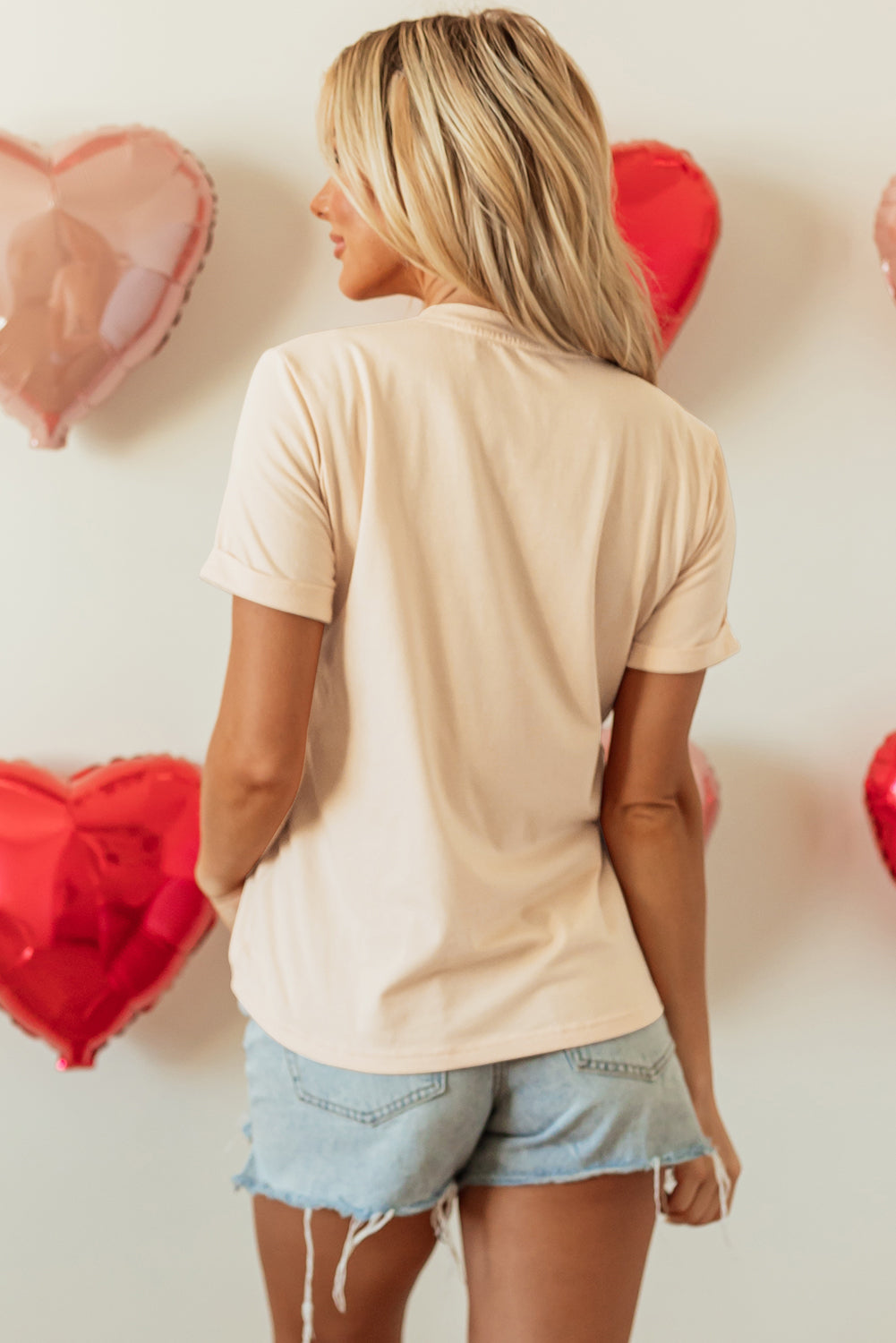Khaki Western Fashion Valentine Graphic T-shirt-Graphic/Graphic Tees-[Adult]-[Female]-2022 Online Blue Zone Planet