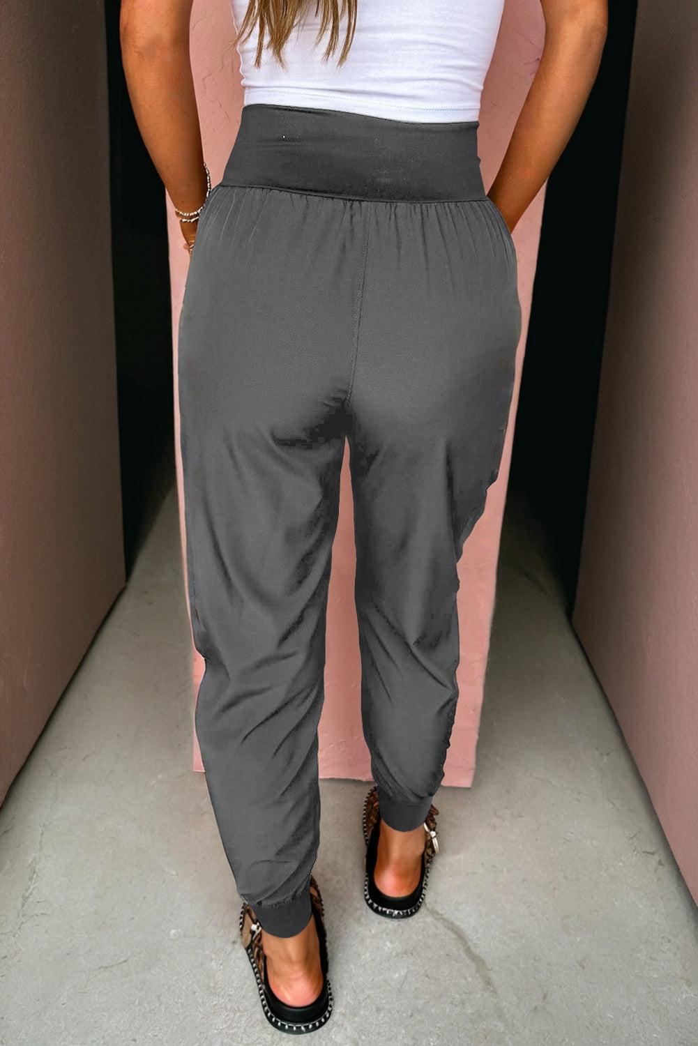 Medium Grey Elastic High Waist Pocketed Cargo Jogger Pants-Bottoms/Pants & Culotte-[Adult]-[Female]-2022 Online Blue Zone Planet
