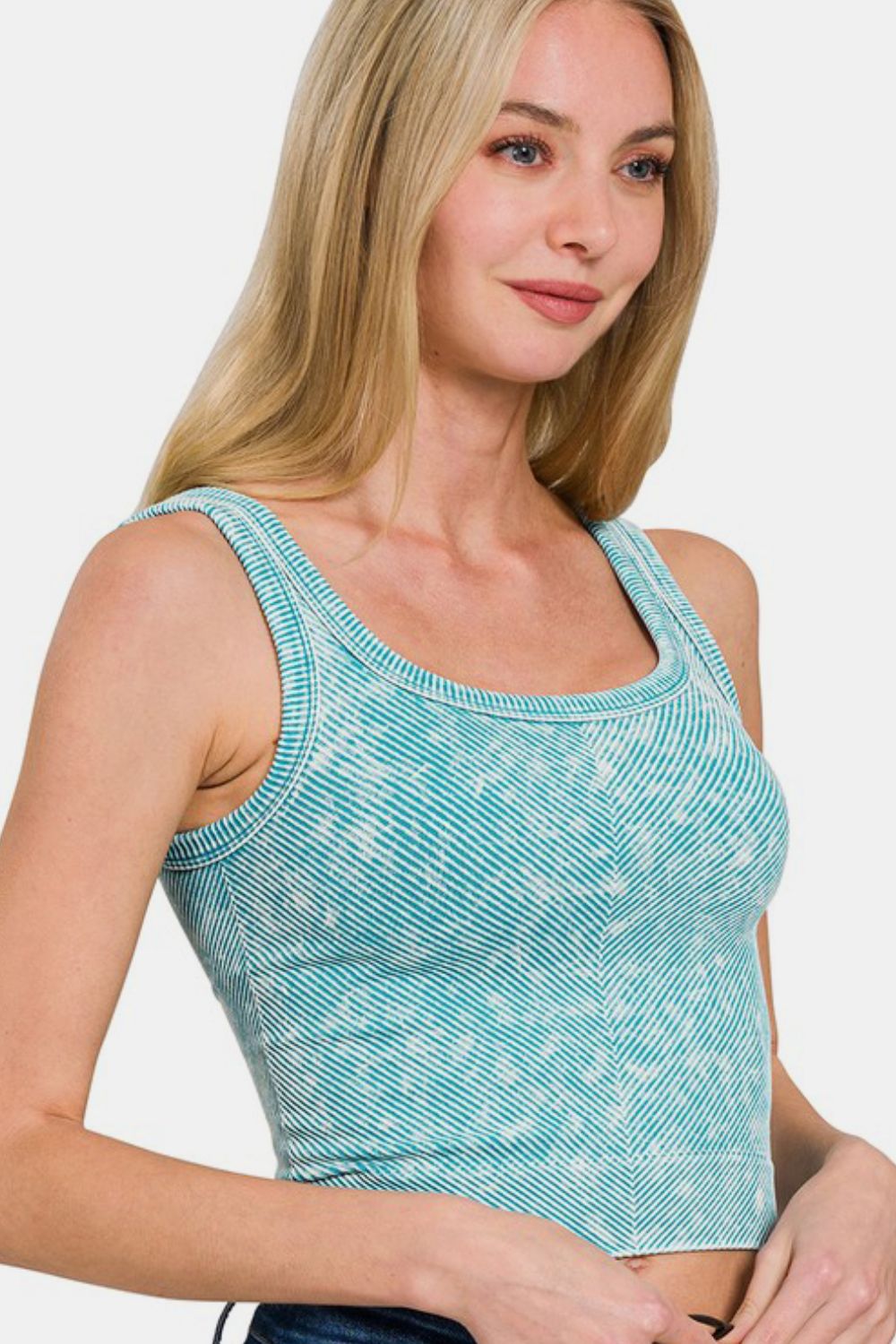 Zenana Washed Ribbed Scoop Neck Wide Strap Tank-TOPS / DRESSES-[Adult]-[Female]-ICE BLUE-S/M-2022 Online Blue Zone Planet