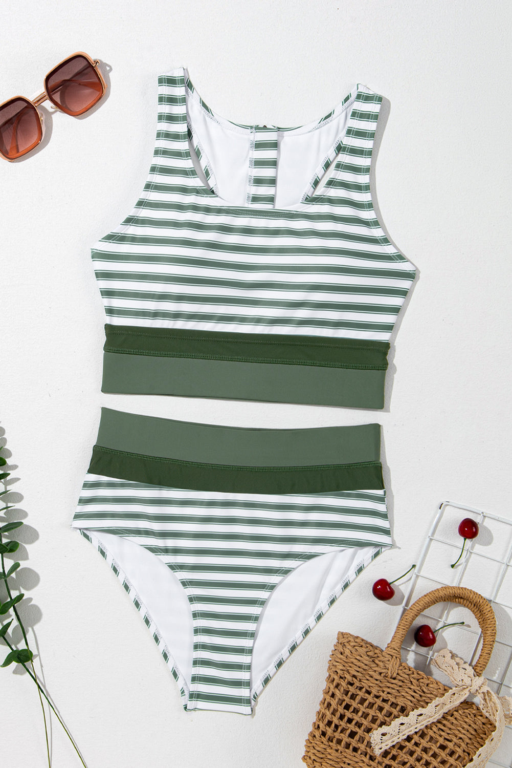 Striped Wide Strap Bikini Set-TOPS / DRESSES-[Adult]-[Female]-2022 Online Blue Zone Planet