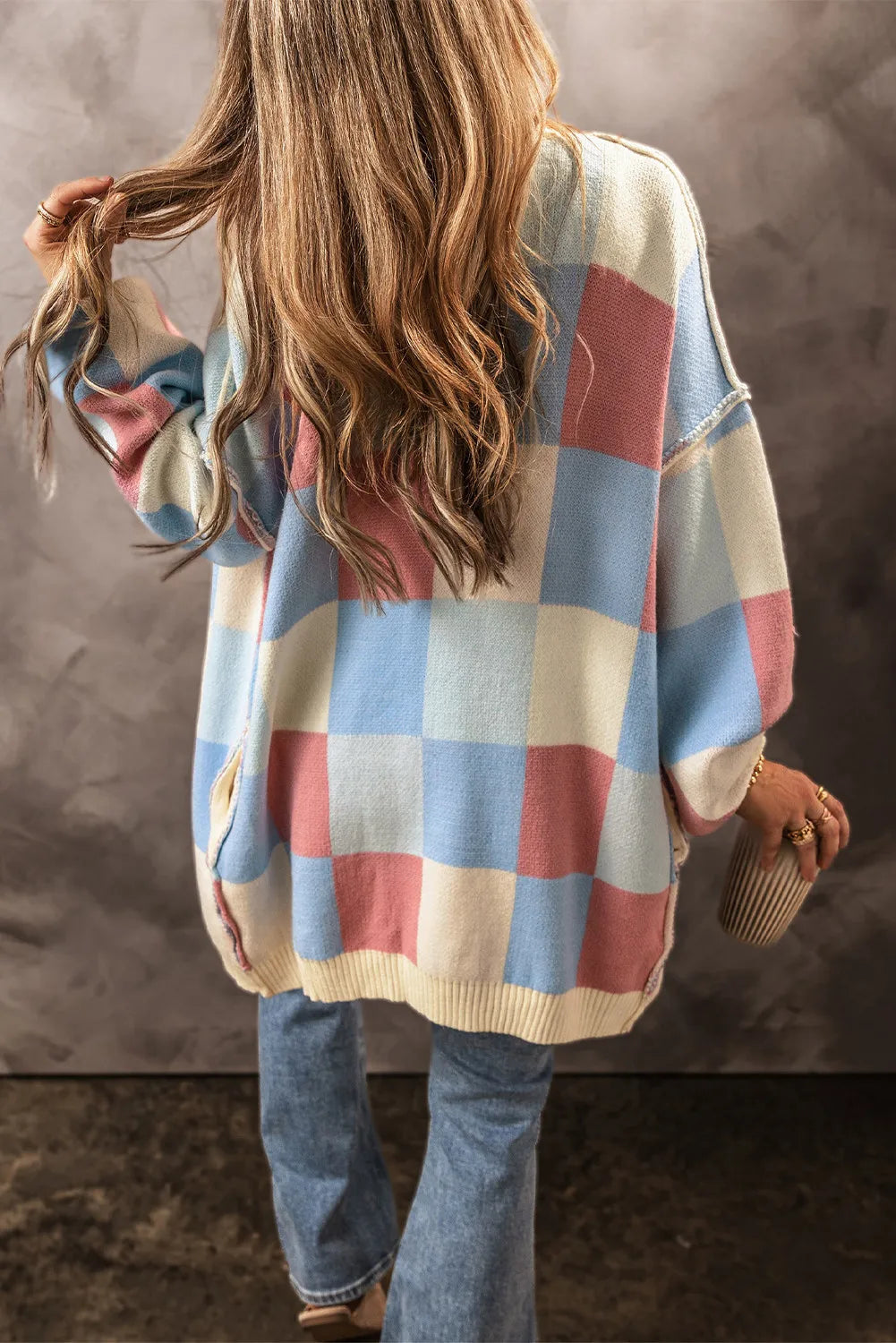 Blue Zone Planet | Color Block Open Front Long Sleeve Cardigan-TOPS / DRESSES-[Adult]-[Female]-2022 Online Blue Zone Planet