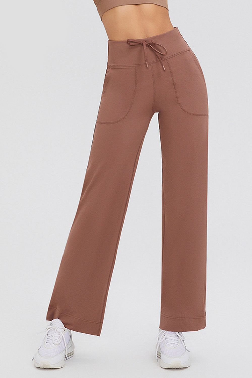 Basic Bae Full Size Drawstring High Waist Pants with Pockets-BOTTOMS SIZES SMALL MEDIUM LARGE-[Adult]-[Female]-Taupe-S-2022 Online Blue Zone Planet