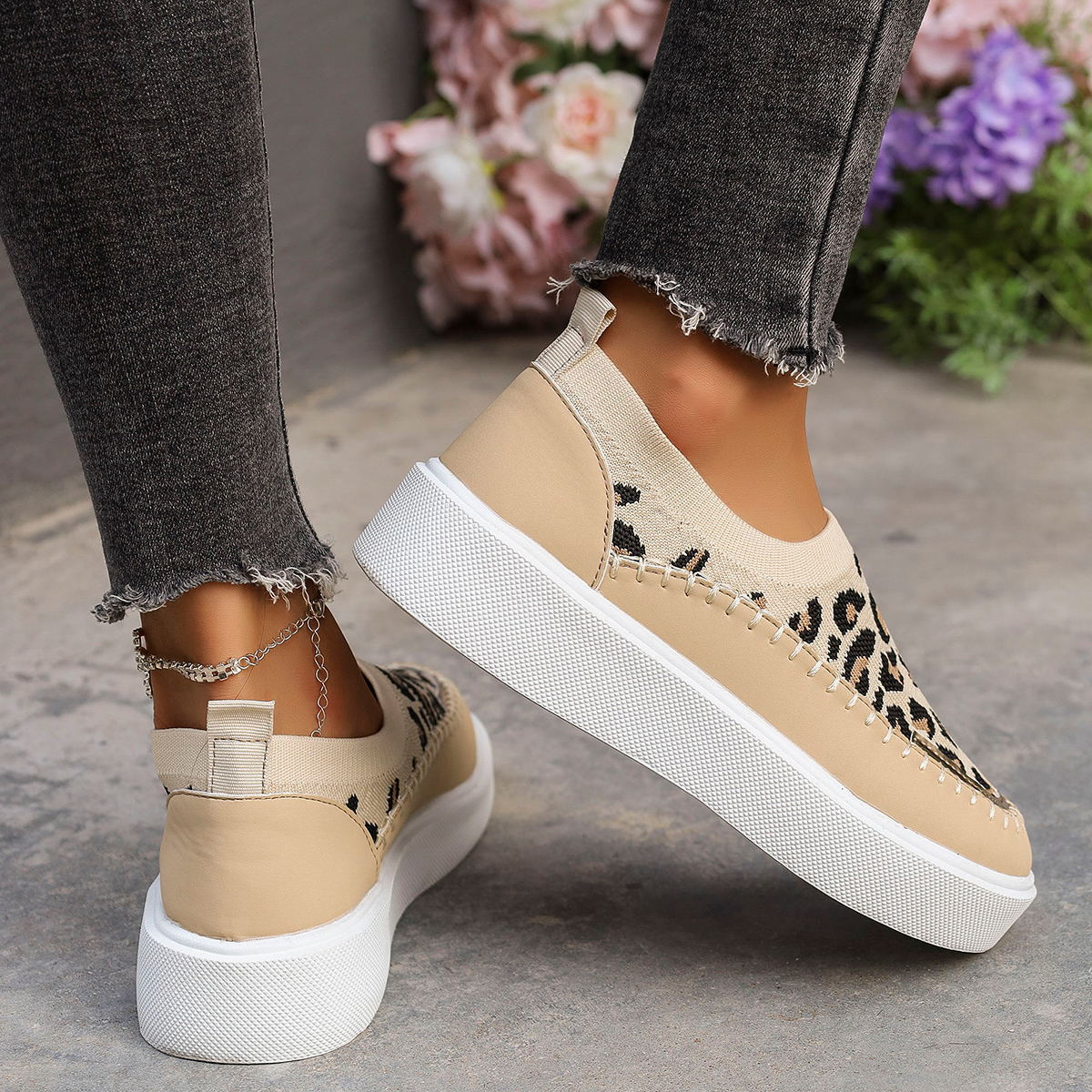 Blue Zone Planet | Leopard Round Toe Platform Sneakers-SNEAKERS-[Adult]-[Female]-2022 Online Blue Zone Planet