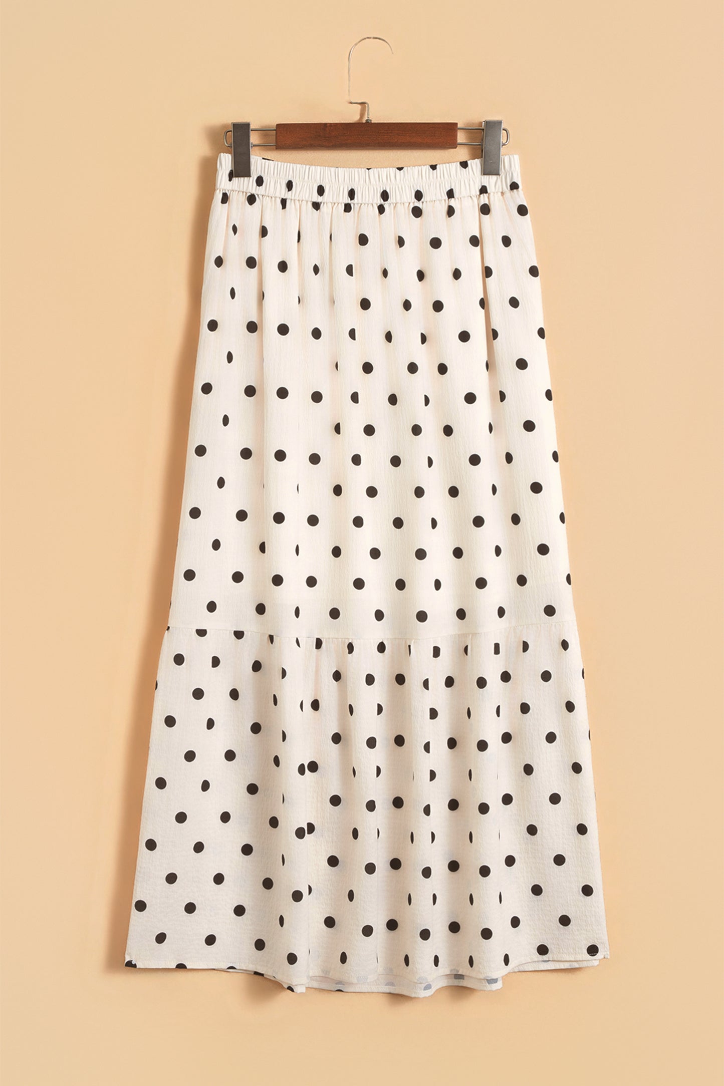 White Polka Dot Ruffled Slit Maxi Skirt-Bottoms/Skirts & Petticoat-[Adult]-[Female]-2022 Online Blue Zone Planet