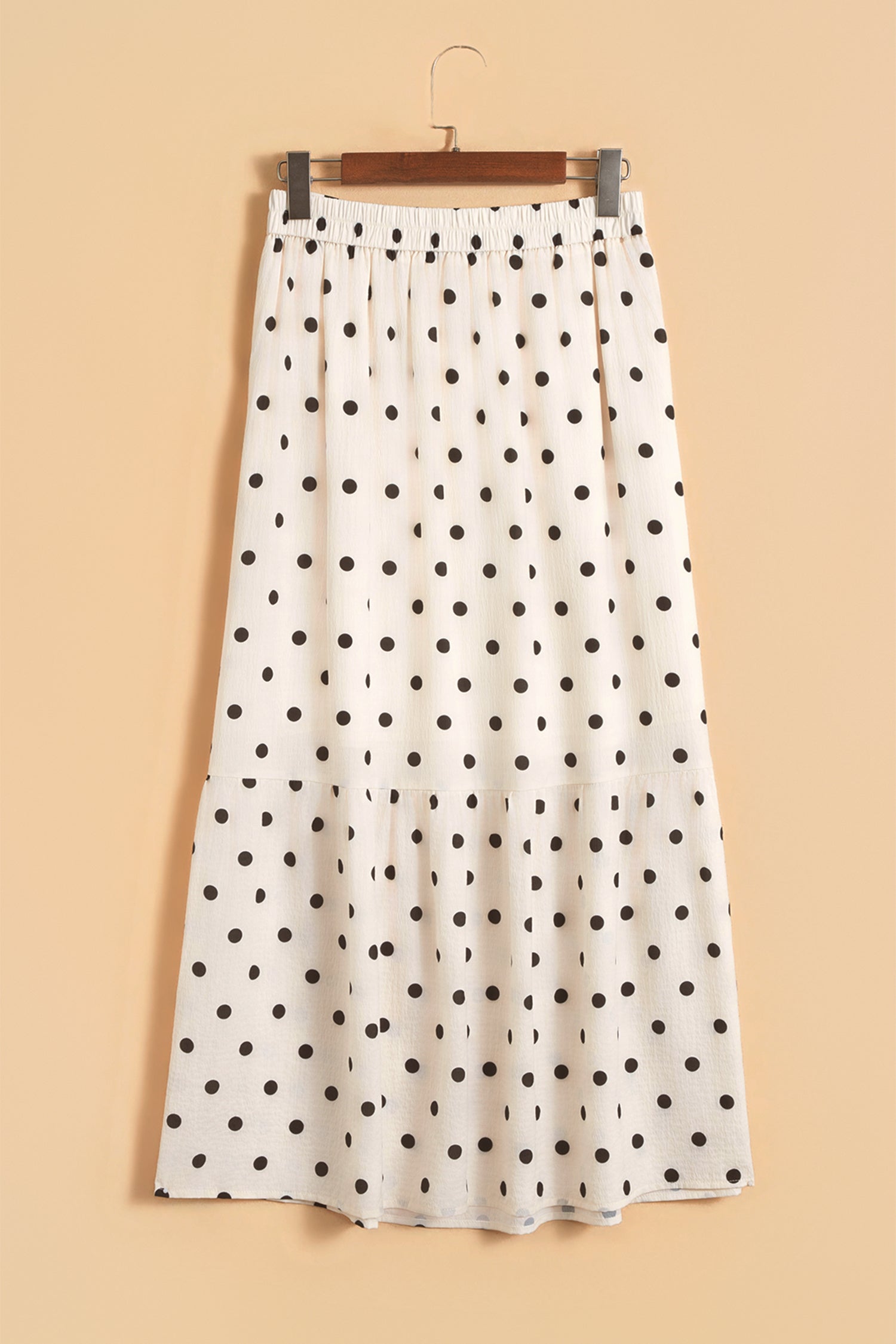 White Polka Dot Ruffled Slit Maxi Skirt-Bottoms/Skirts & Petticoat-[Adult]-[Female]-2022 Online Blue Zone Planet