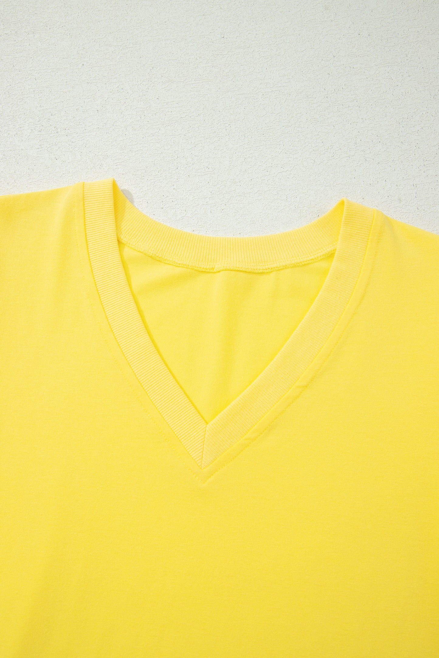 Yellow Solid Color V Neck Short Puff Sleeve Blouse-Tops/Blouses & Shirts-[Adult]-[Female]-2022 Online Blue Zone Planet