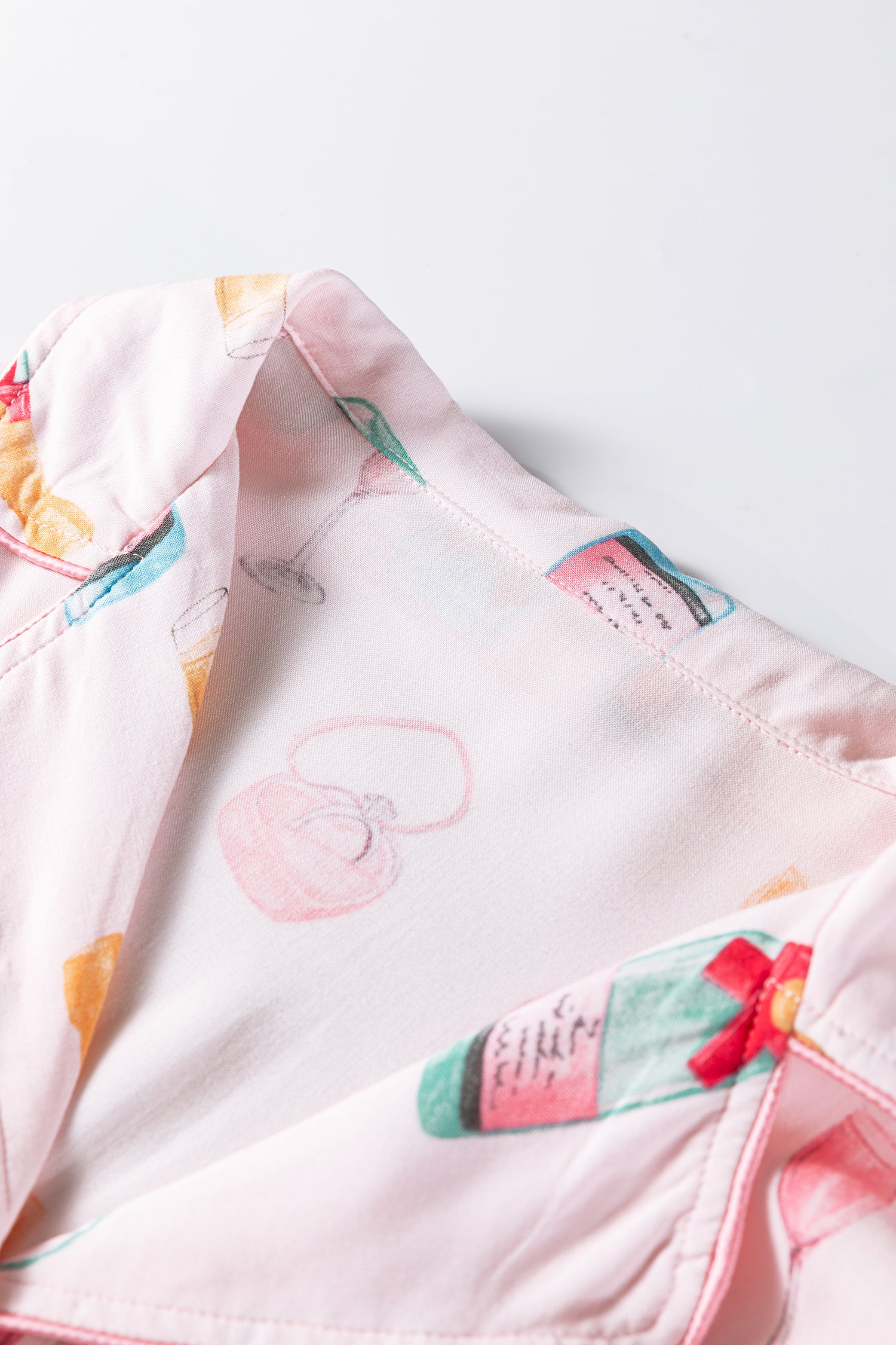 Color black Christmas Wine Glass Print Bow Knot Two Piece Pajama Set-Loungewear & Sleepwear/Sleepwear-[Adult]-[Female]-2022 Online Blue Zone Planet