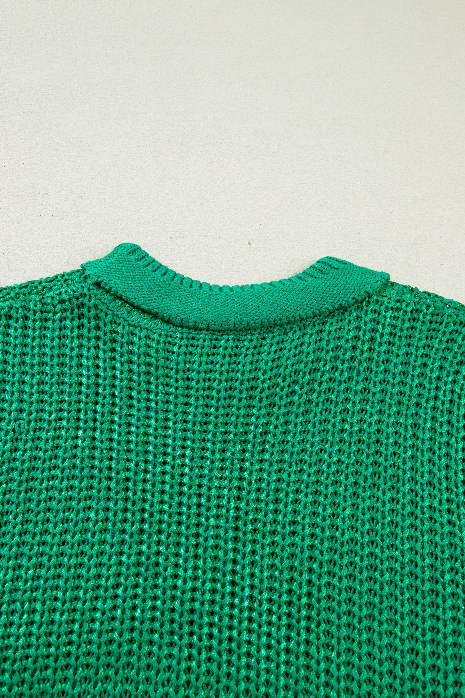 Bright Green Solid Color Knit High Neck Short Sleeve Sweater-TOPS / DRESSES-[Adult]-[Female]-2022 Online Blue Zone Planet
