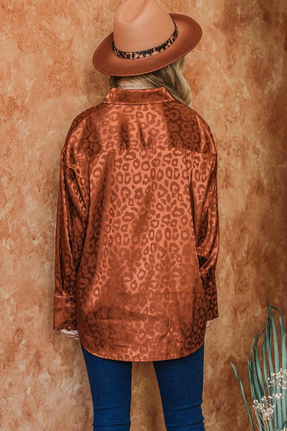 And The Why Satin Leopard Button Up Curved Hem Shirt-TOPS / DRESSES-[Adult]-[Female]-2022 Online Blue Zone Planet