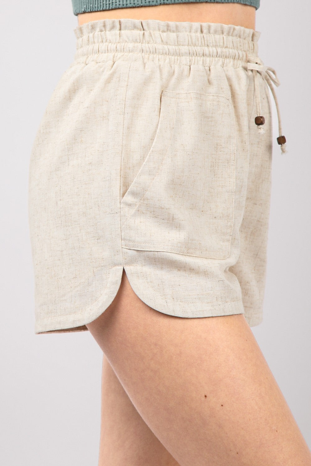 VERY J Drawstring Elastic Waist Linen Shorts-BOTTOMS SIZES SMALL MEDIUM LARGE-[Adult]-[Female]-2022 Online Blue Zone Planet