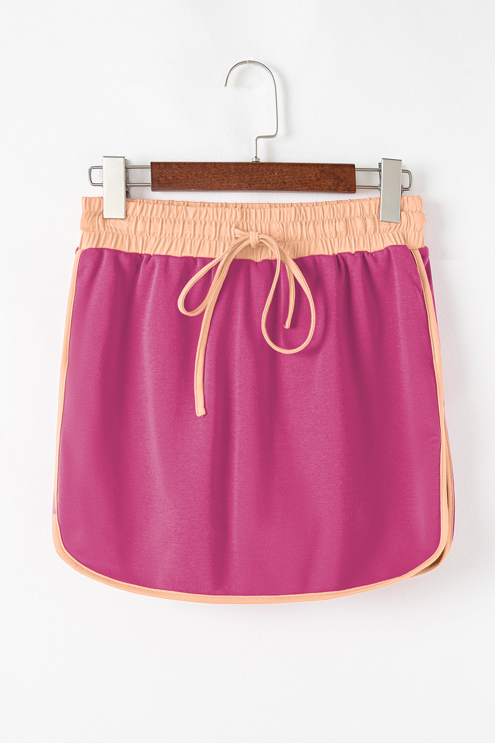 Blue Zone Planet | Rose Red Color Contrast Loose Pullover and Lace-up Waist Skort Set-Two Piece Sets/Two Piece Dresses-[Adult]-[Female]-2022 Online Blue Zone Planet