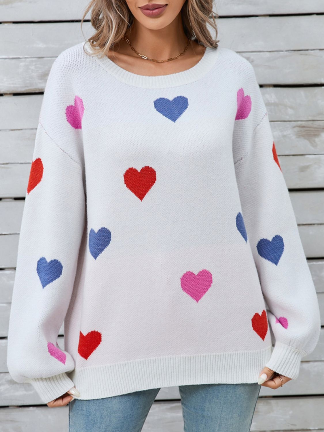 Angel Wings Heart Round Neck Long Sleeve Sweater-TOPS / DRESSES-[Adult]-[Female]-White-S-2022 Online Blue Zone Planet