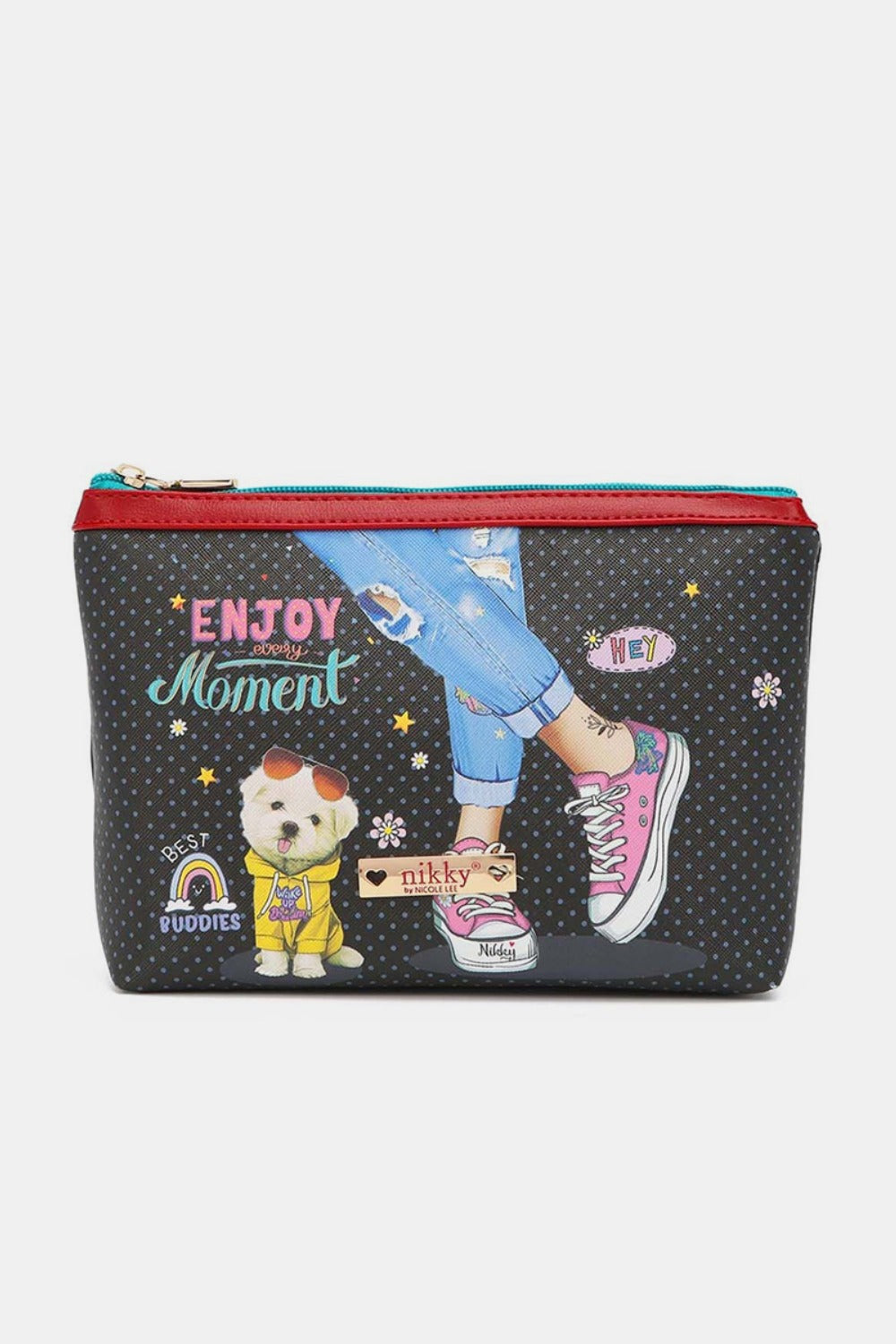 Nicole Lee USA Printed Large Cosmetic Pouch-PILL CASES-[Adult]-[Female]-Enjoy Every Moment-One Size-2022 Online Blue Zone Planet