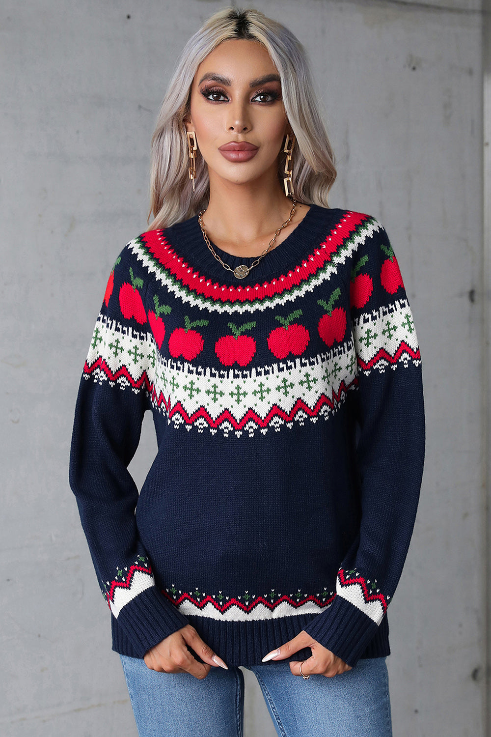 Angel Wings Graphic Round Neck Long Sleeve Sweater-TOPS / DRESSES-[Adult]-[Female]-2022 Online Blue Zone Planet