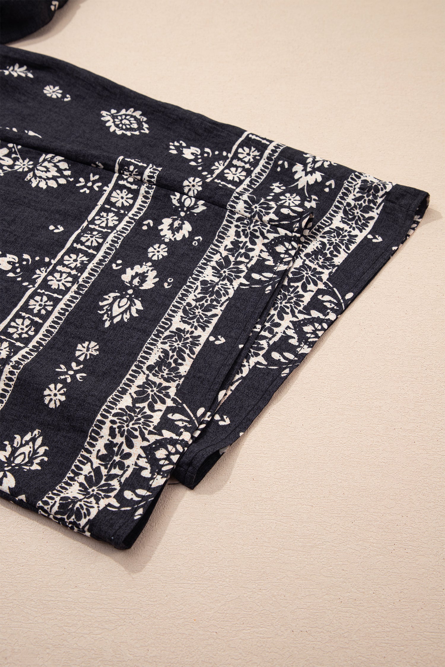 Black Spaghetti Straps Elastic Waist Loose Ethnic Print Jumpsuit-Bottoms/Jumpsuits & Rompers-[Adult]-[Female]-2022 Online Blue Zone Planet