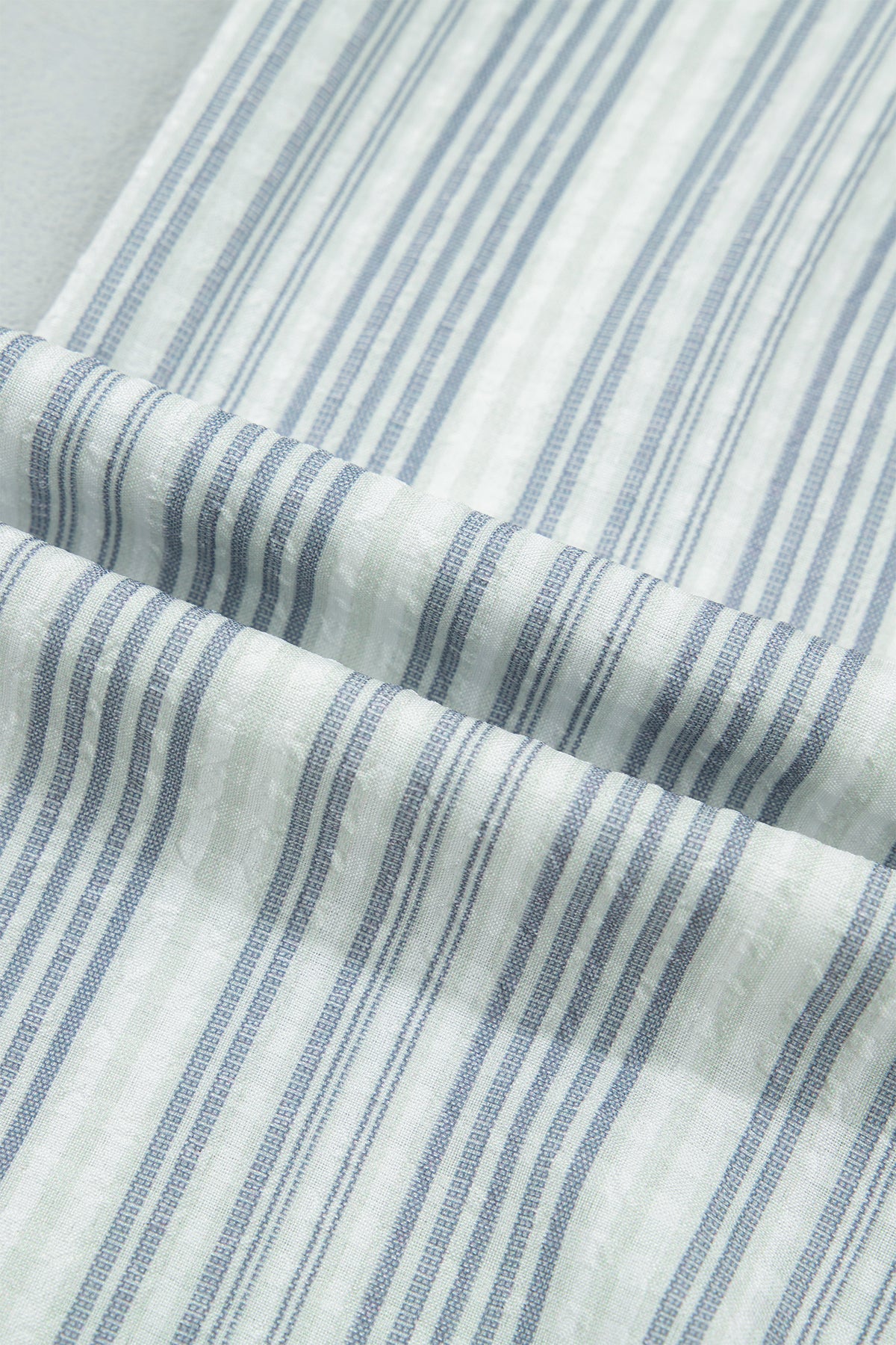 Blue Stripe V Neck Shirred Long Sleeve Blouse-Tops/Blouses & Shirts-[Adult]-[Female]-2022 Online Blue Zone Planet
