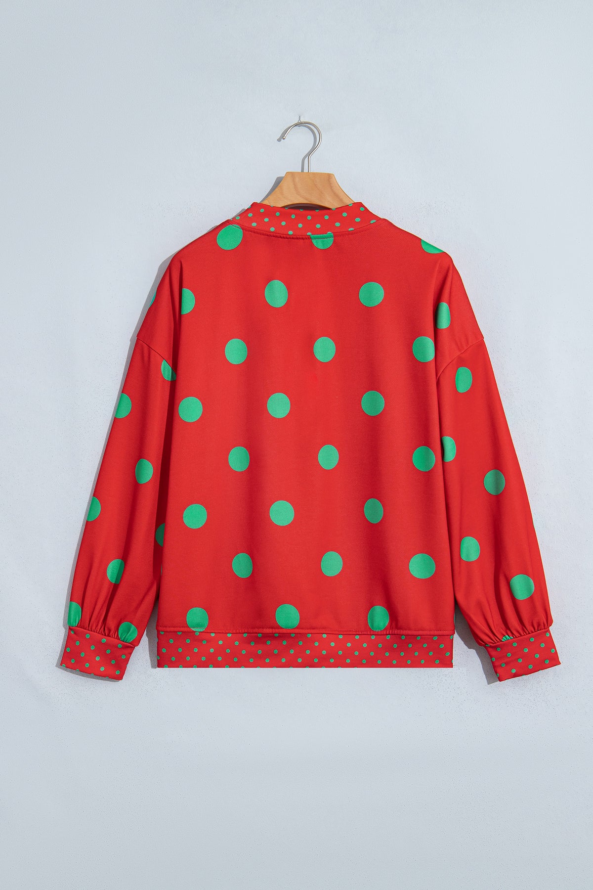 Pink Polka Dot Print Contrast Detail Oversized Tunic Sweatshirt-Tops/Sweatshirts & Hoodies-[Adult]-[Female]-2022 Online Blue Zone Planet
