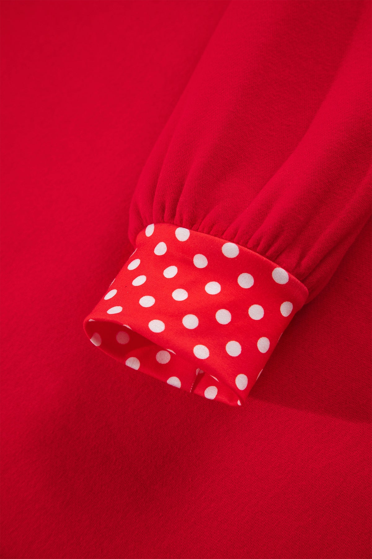 Fiery Red Polka Dot Letter Print Contrast Trim Mock Neck Sweatshirt-Tops/Sweatshirts & Hoodies-[Adult]-[Female]-2022 Online Blue Zone Planet